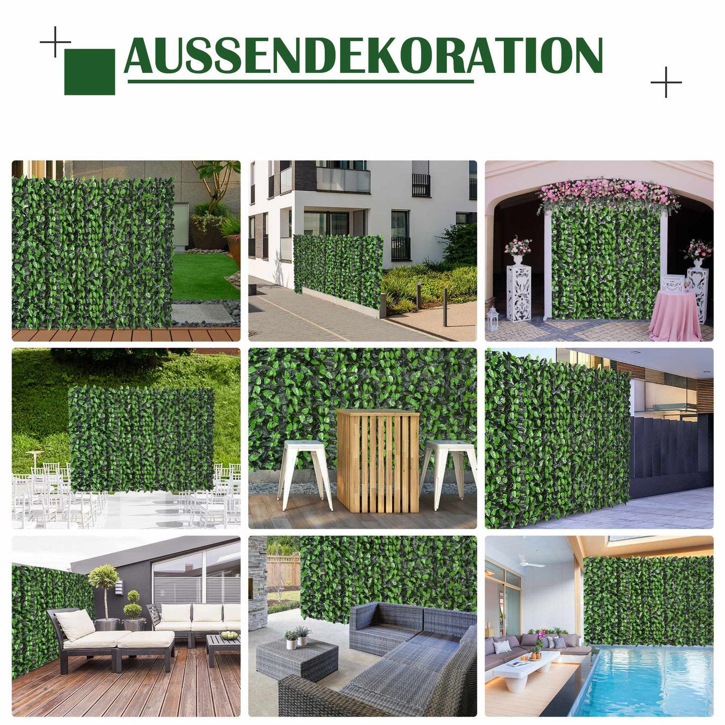 Artificial Greenery Privacy Fence, 300x100 cm, Dark Green