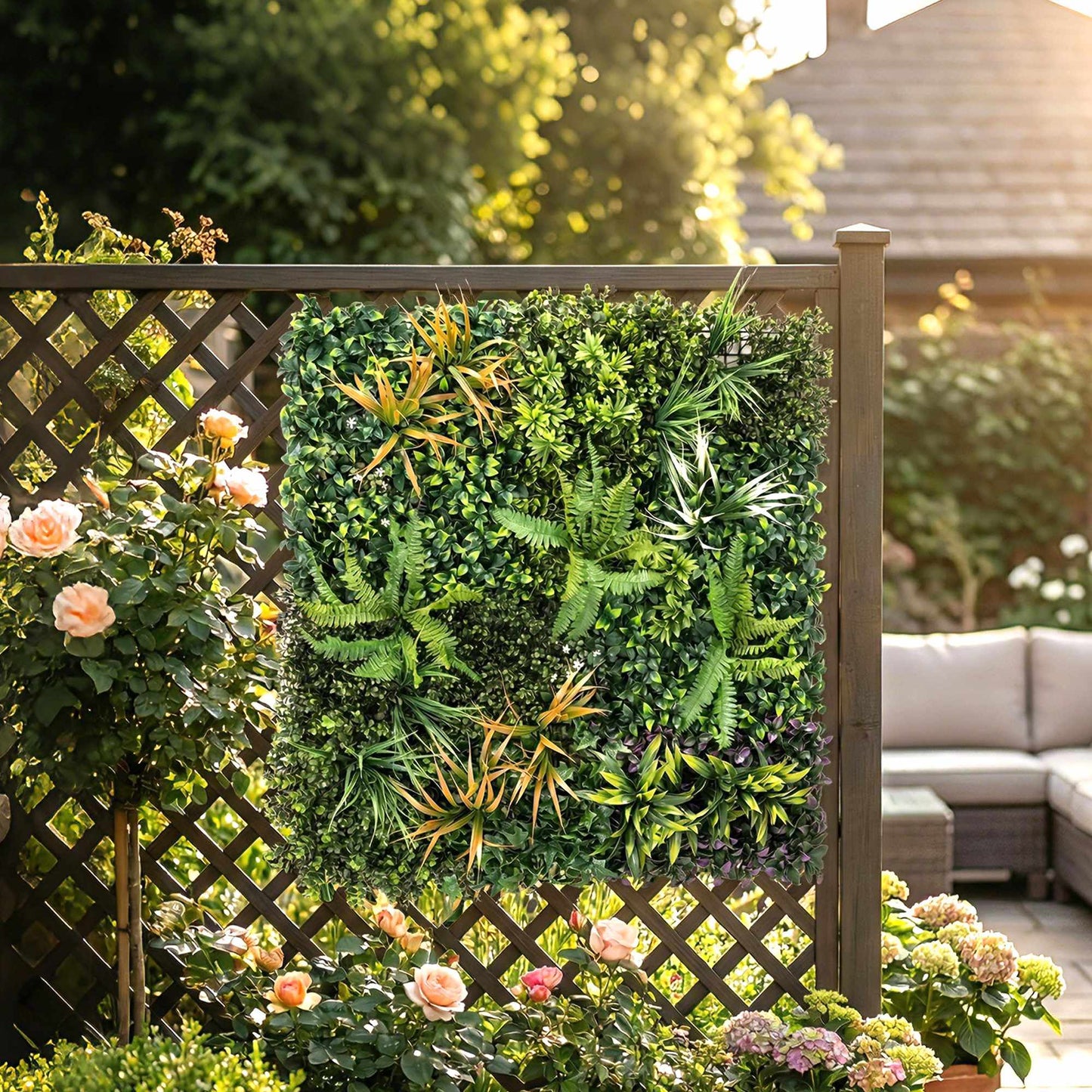 Artificial Hedge Panel, 100x100 cm, UV Resistant
