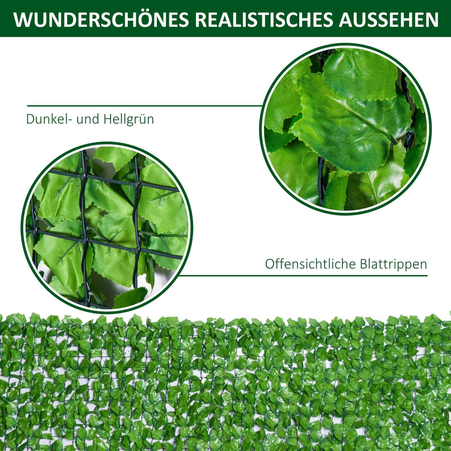 Artificial hedge, Privacy screen 300x150 cm - Light green