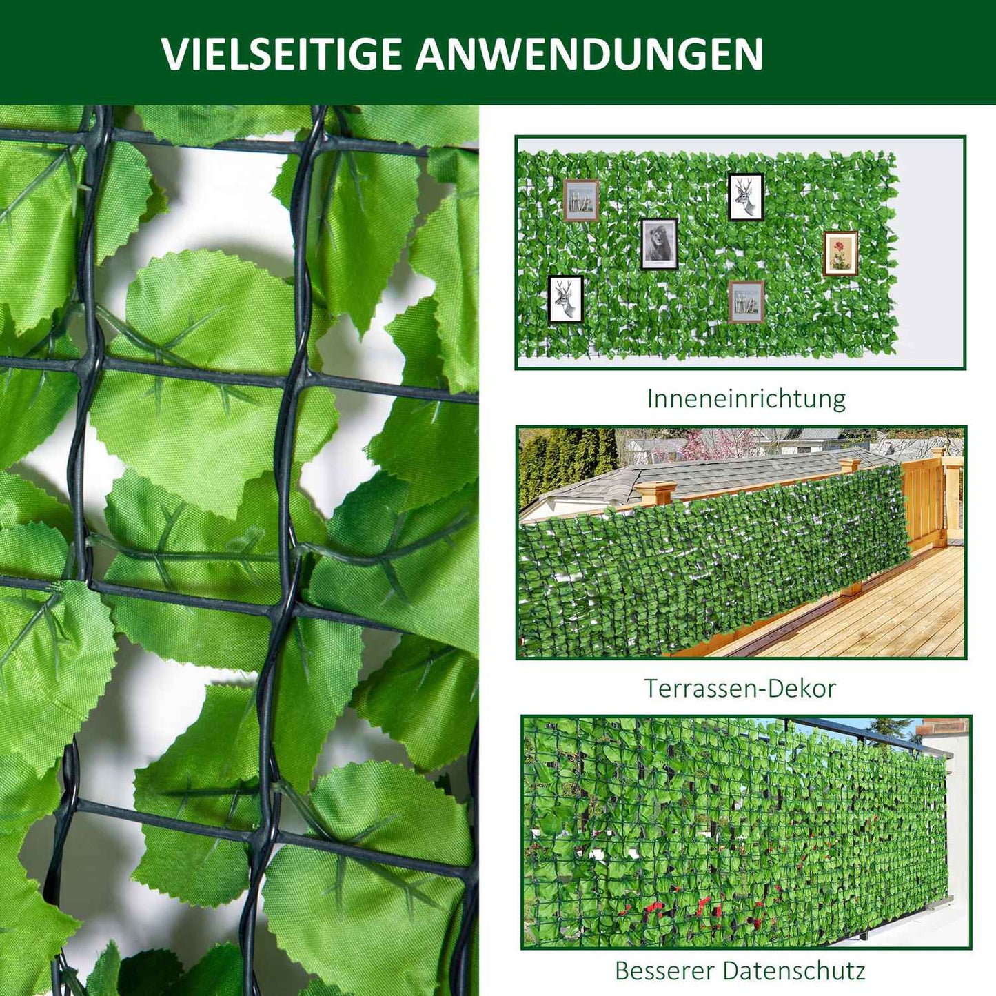 Artificial hedge, Privacy screen 300x150 cm - Light green