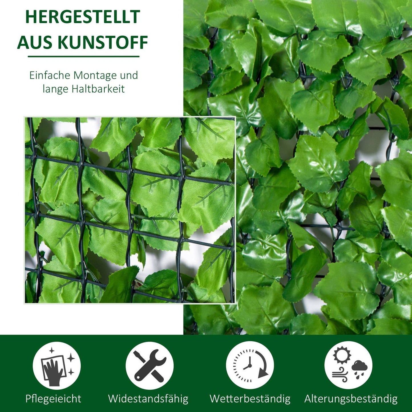 Artificial hedge, Privacy screen 300x150 cm - Light green