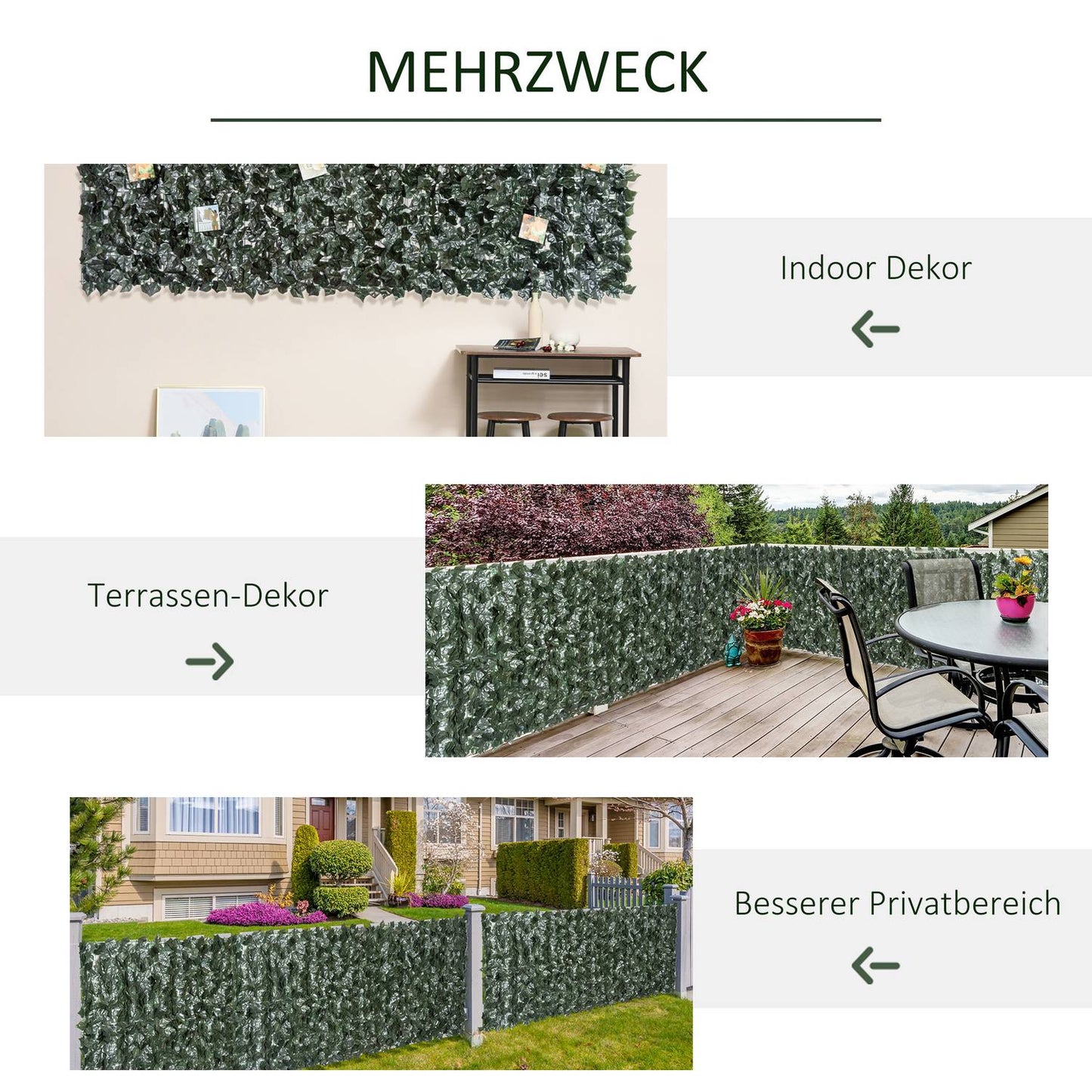 Artificial Privacy Hedge Wall - Dark Green, 300 x 150 cm
