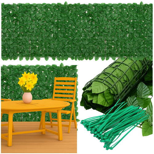 Artificial Hedge for Balcony, 3x1m, Green Privacy Screen