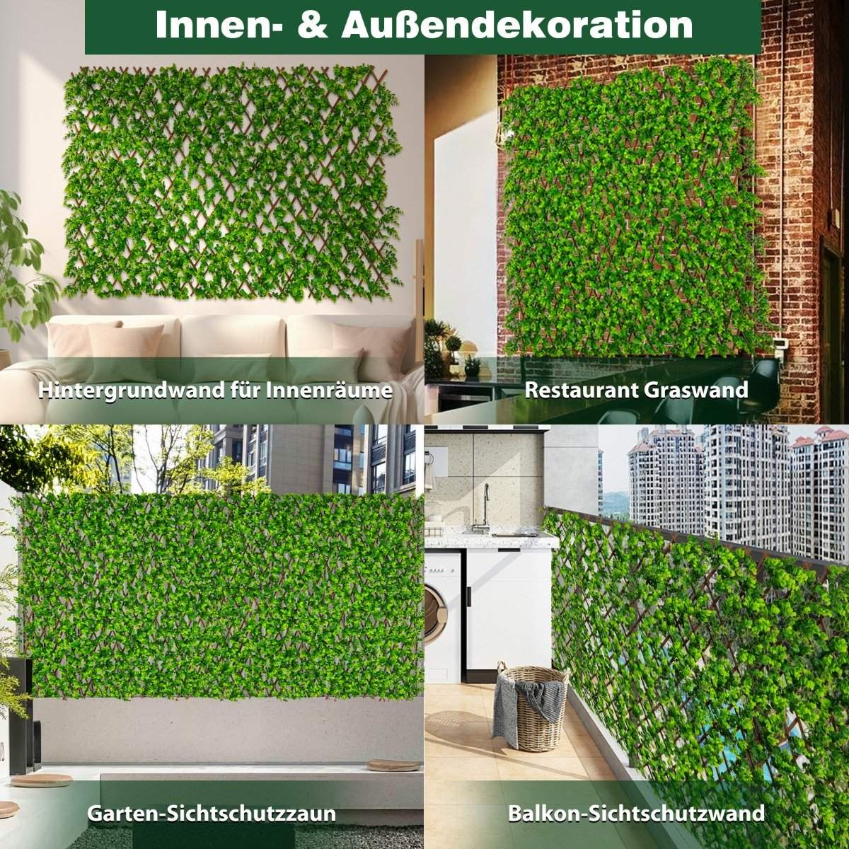 Artificial Ivy Garden Privacy Screen Plant Wall Hedges with Green Eucalyptus