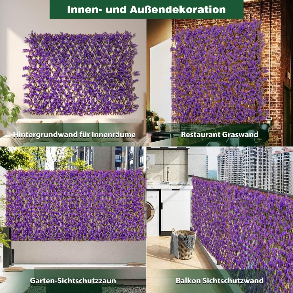 Artificial Ivy Garden Privacy Screen Plant Wall Hedges with Purple Eucalyptus