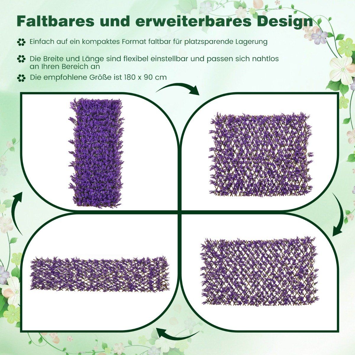Artificial Ivy Garden Privacy Screen Plant Wall Hedges with Purple Eucalyptus
