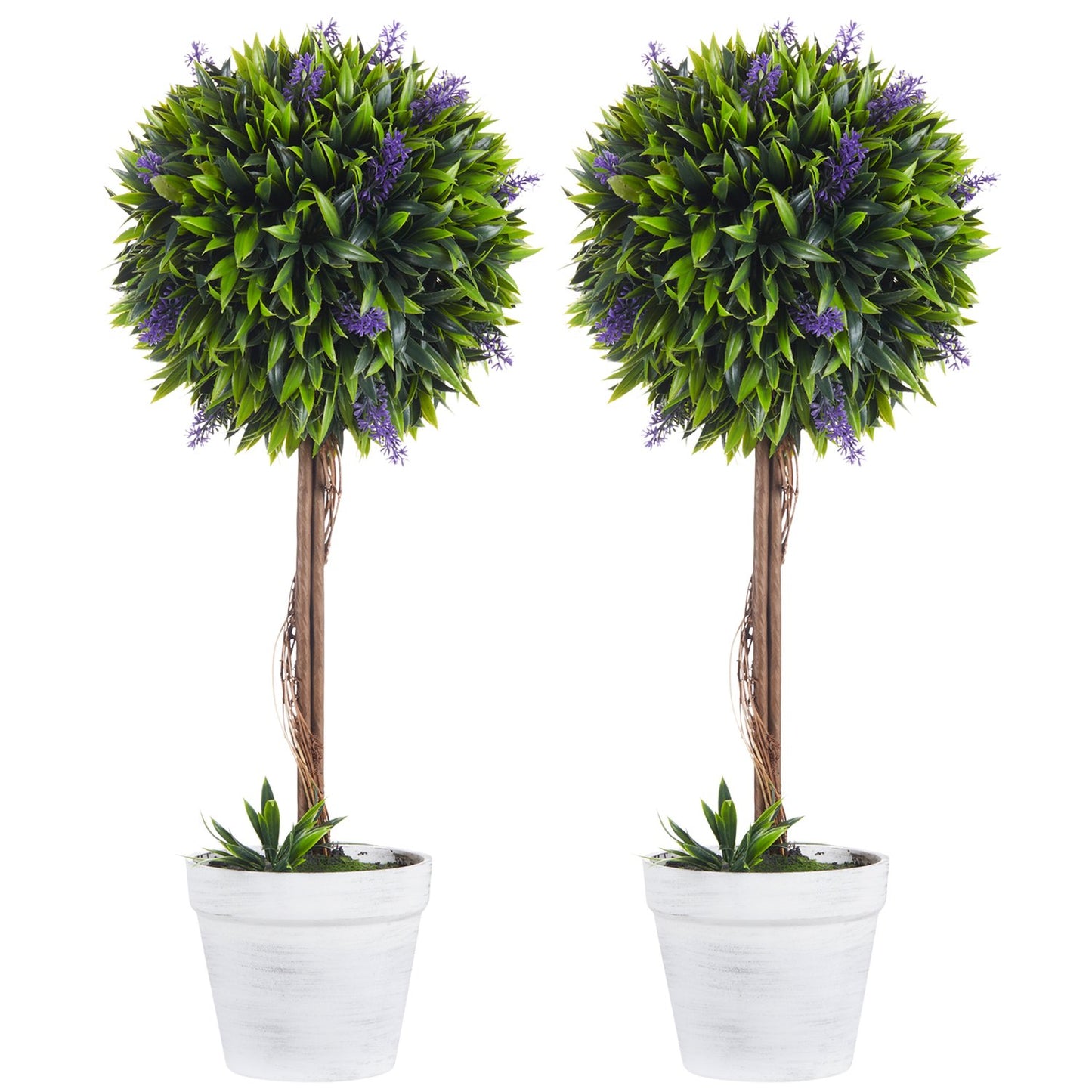 Artificial lavender plants - 60 cm, set of 2 with moss pot