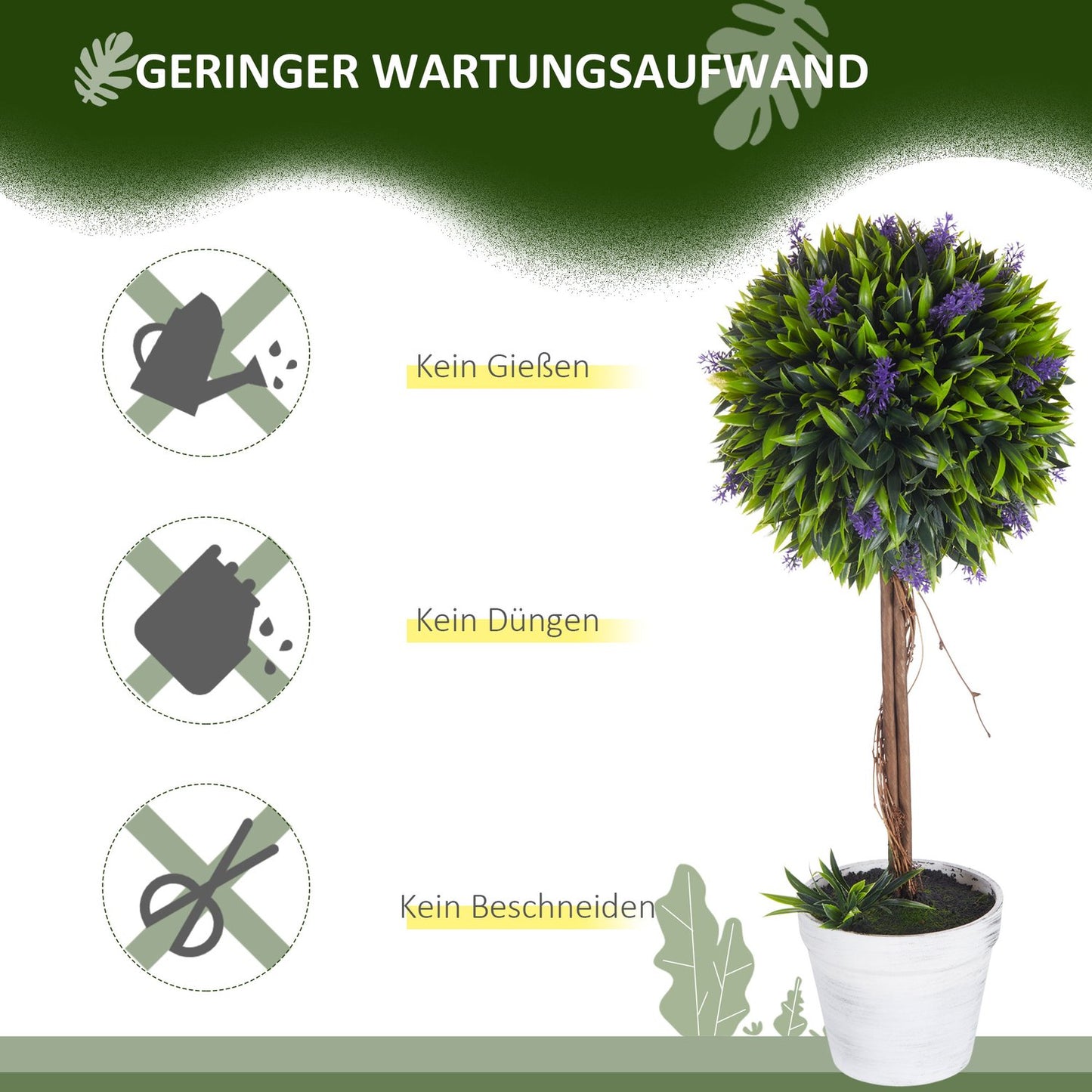 Artificial lavender plants - 60 cm, set of 2 with moss pot