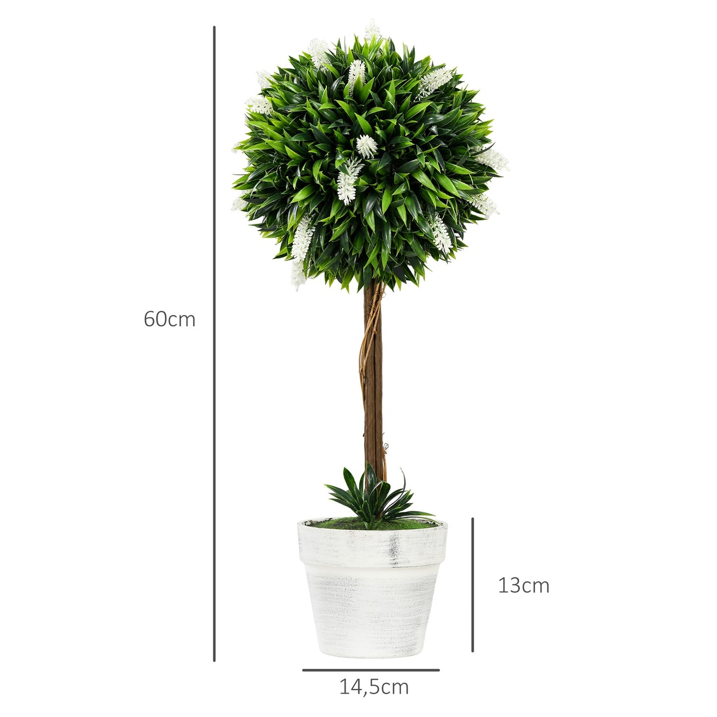Set of 2 large 60 cm artificial lavender plants in pots