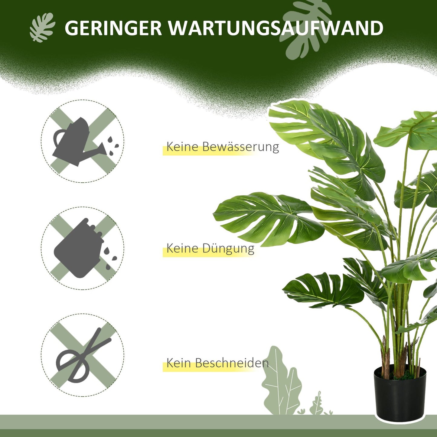 Artificial 120 cm Monstera plant in planter - lifelike greenery