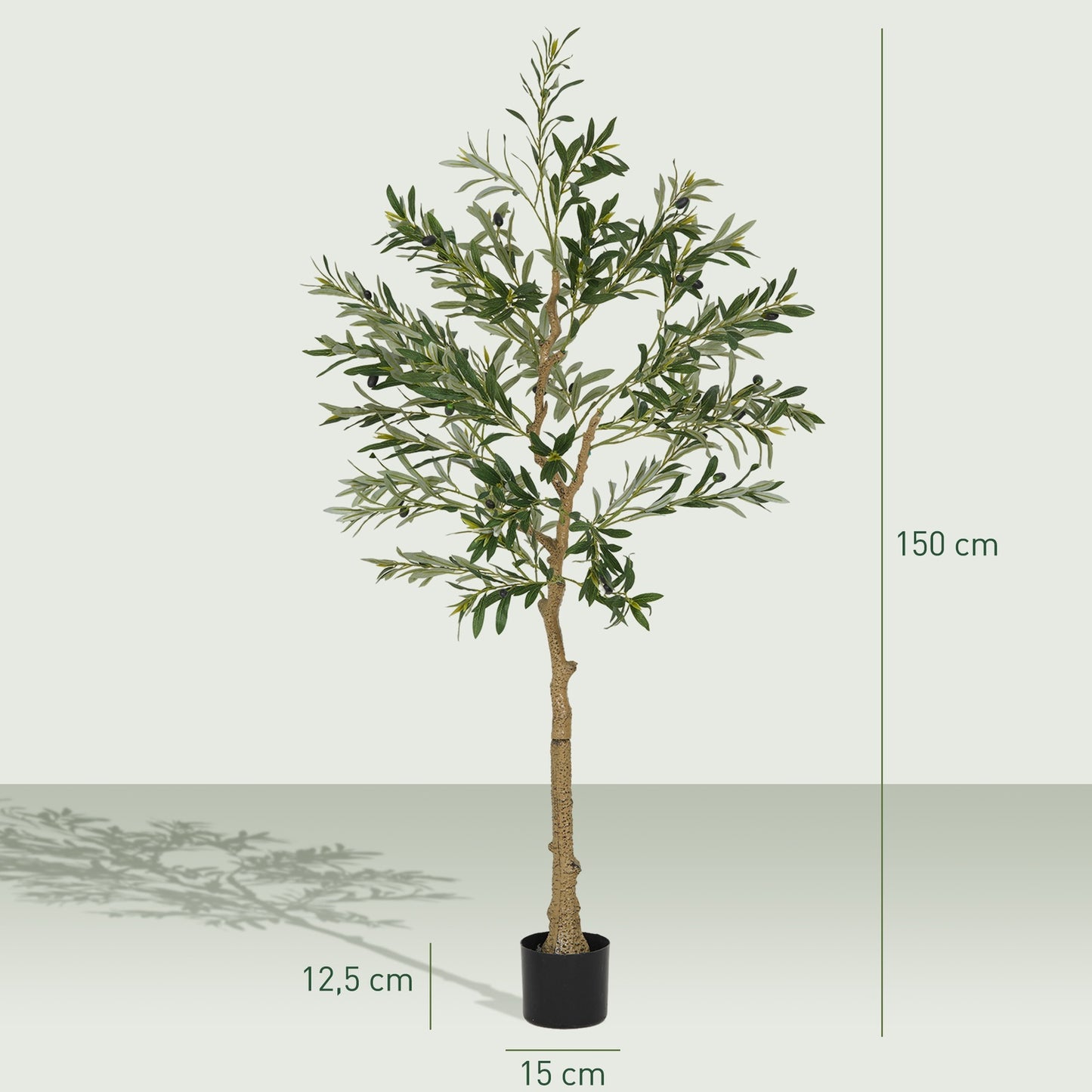 Artificial Olive Tree, 150 cm, 720 Leaves, 40 Olives
