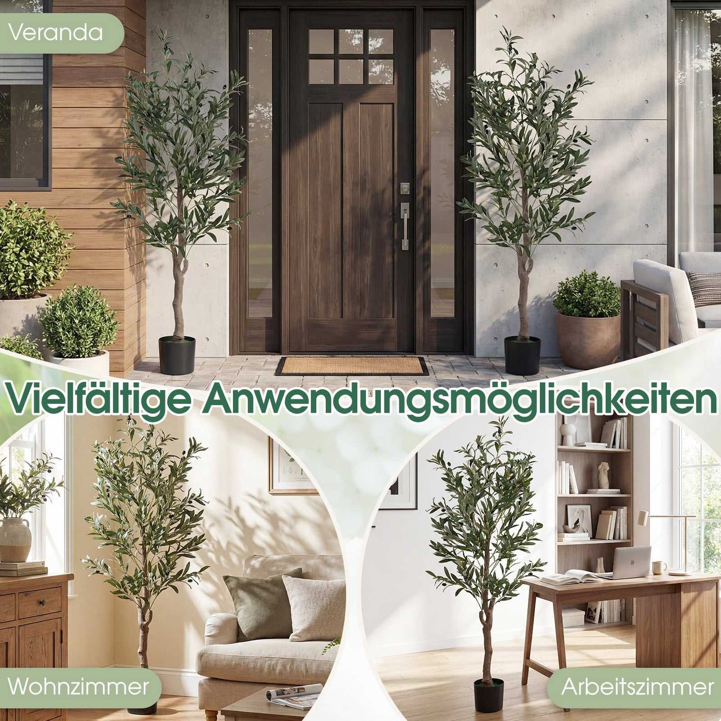 Artificial Olive Tree Set with Realistic Fruit, 150 cm