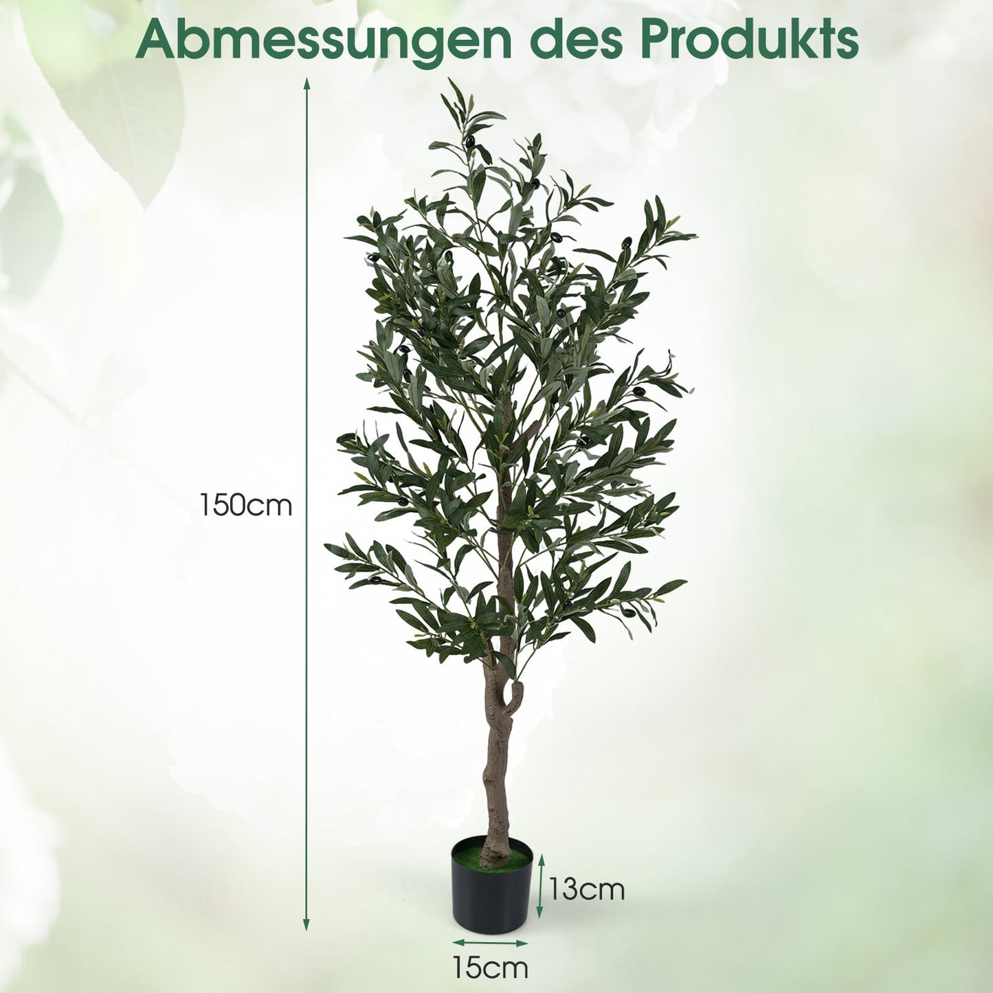 Artificial Olive Tree Set with Realistic Fruit, 150 cm