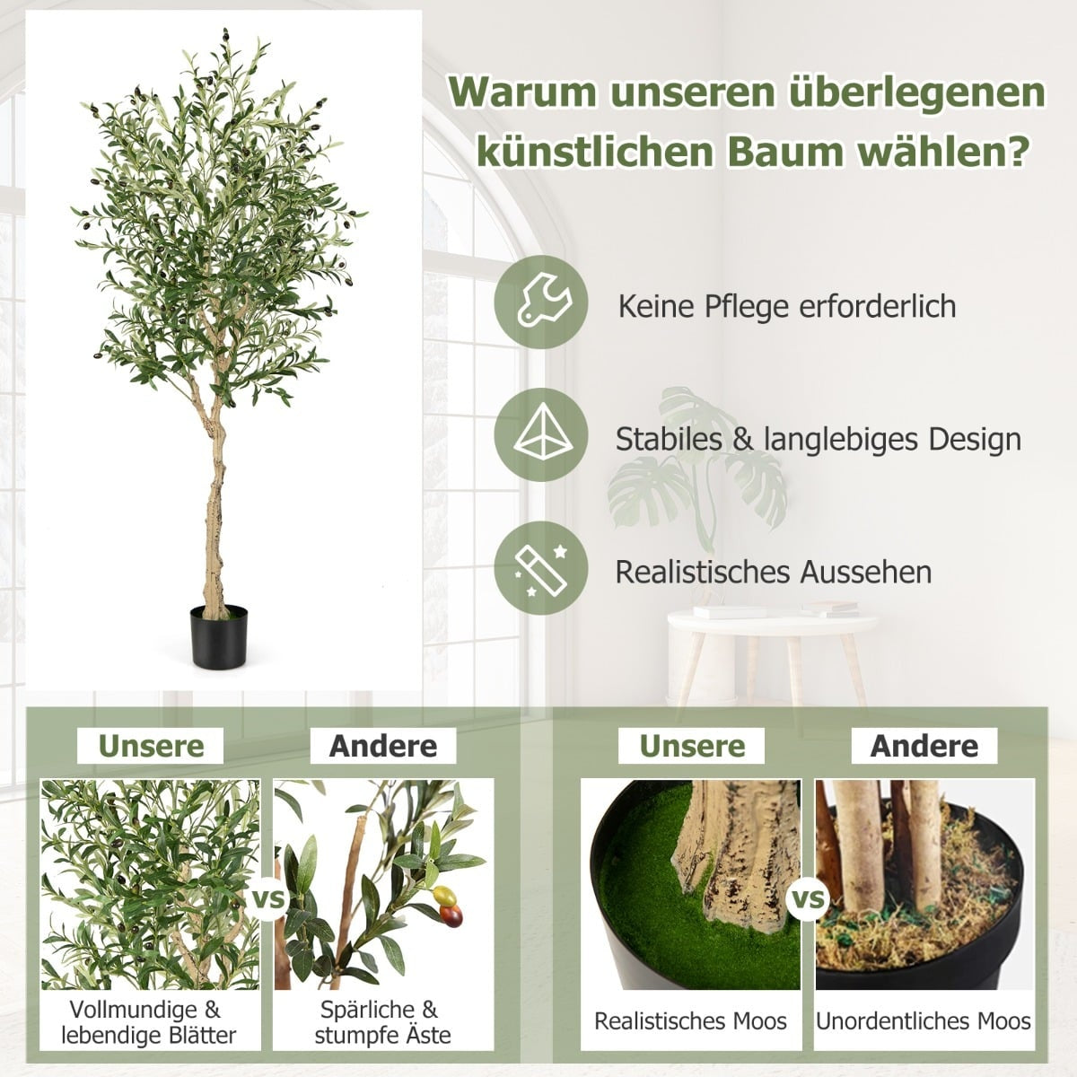 Artificial Olive Trees, 182cm, 1296 Leaves, 72 Olives