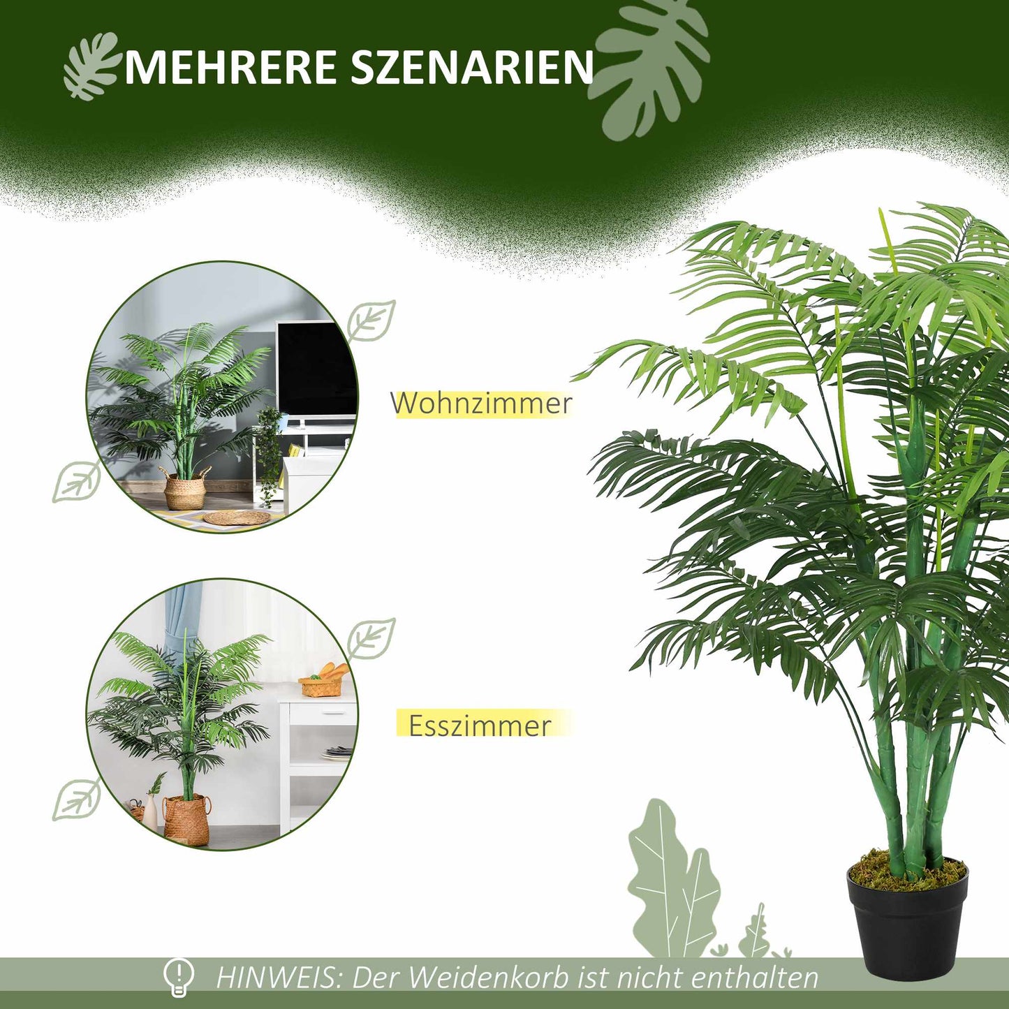 Artificial Palm Tree, 125cm, Indoor/Outdoor, Low Maintenance