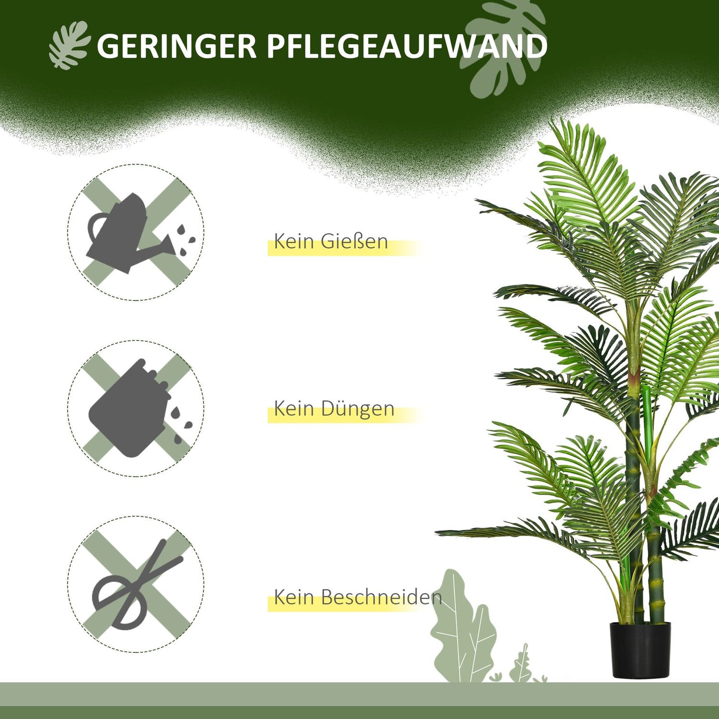 Indoor artificial palm tree, 150 cm, cement-filled base