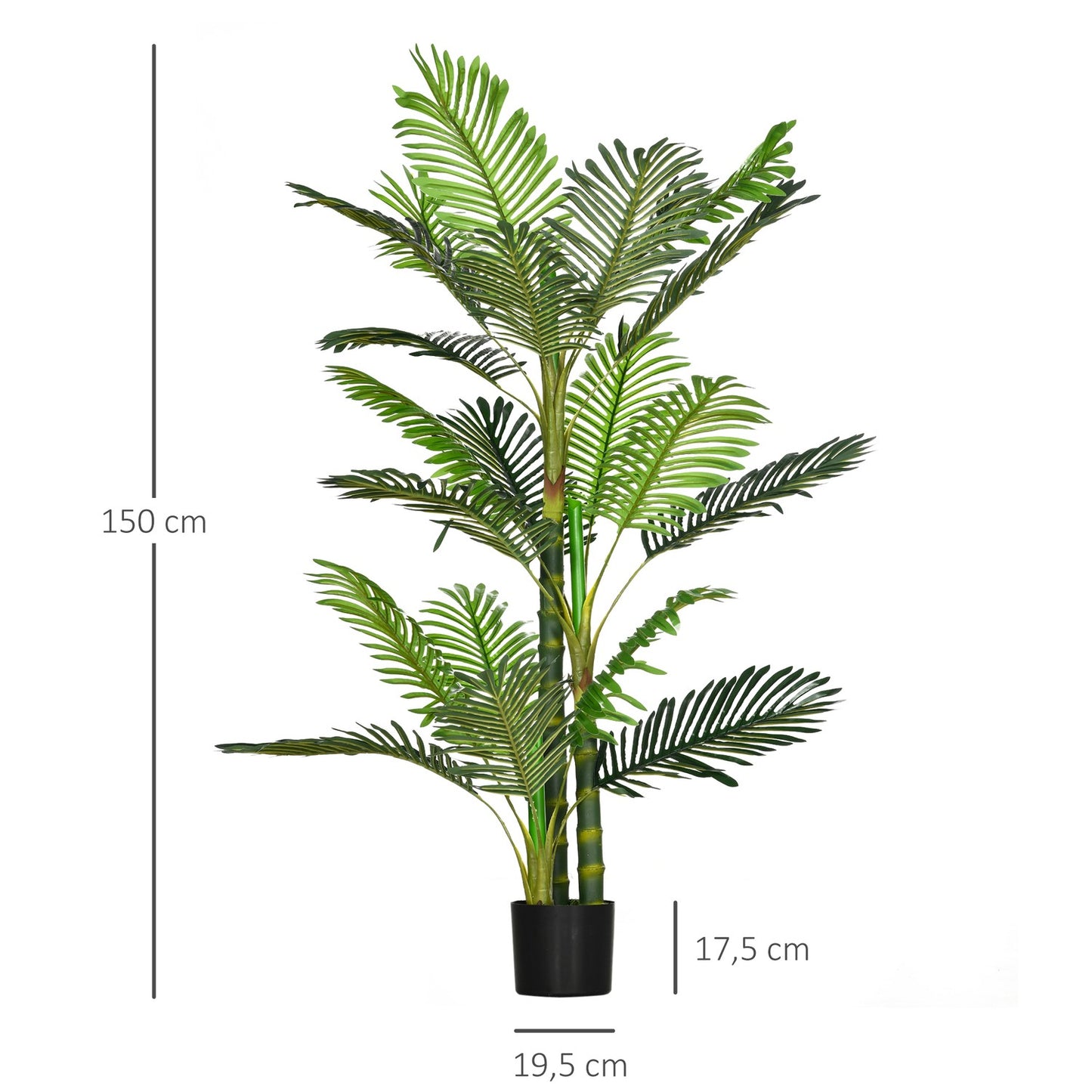 Indoor artificial palm tree, 150 cm, cement-filled base