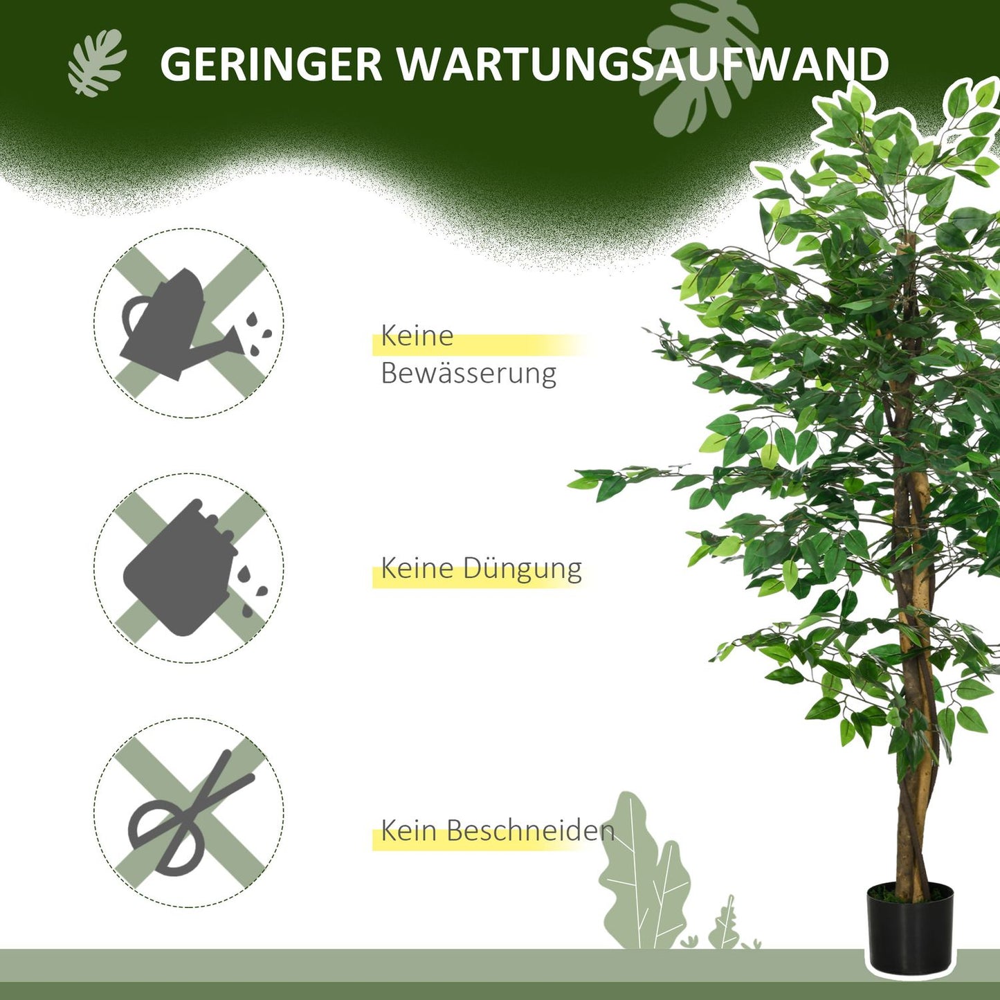Artificial ficus tree 150 cm with planting - lifelike potted plant