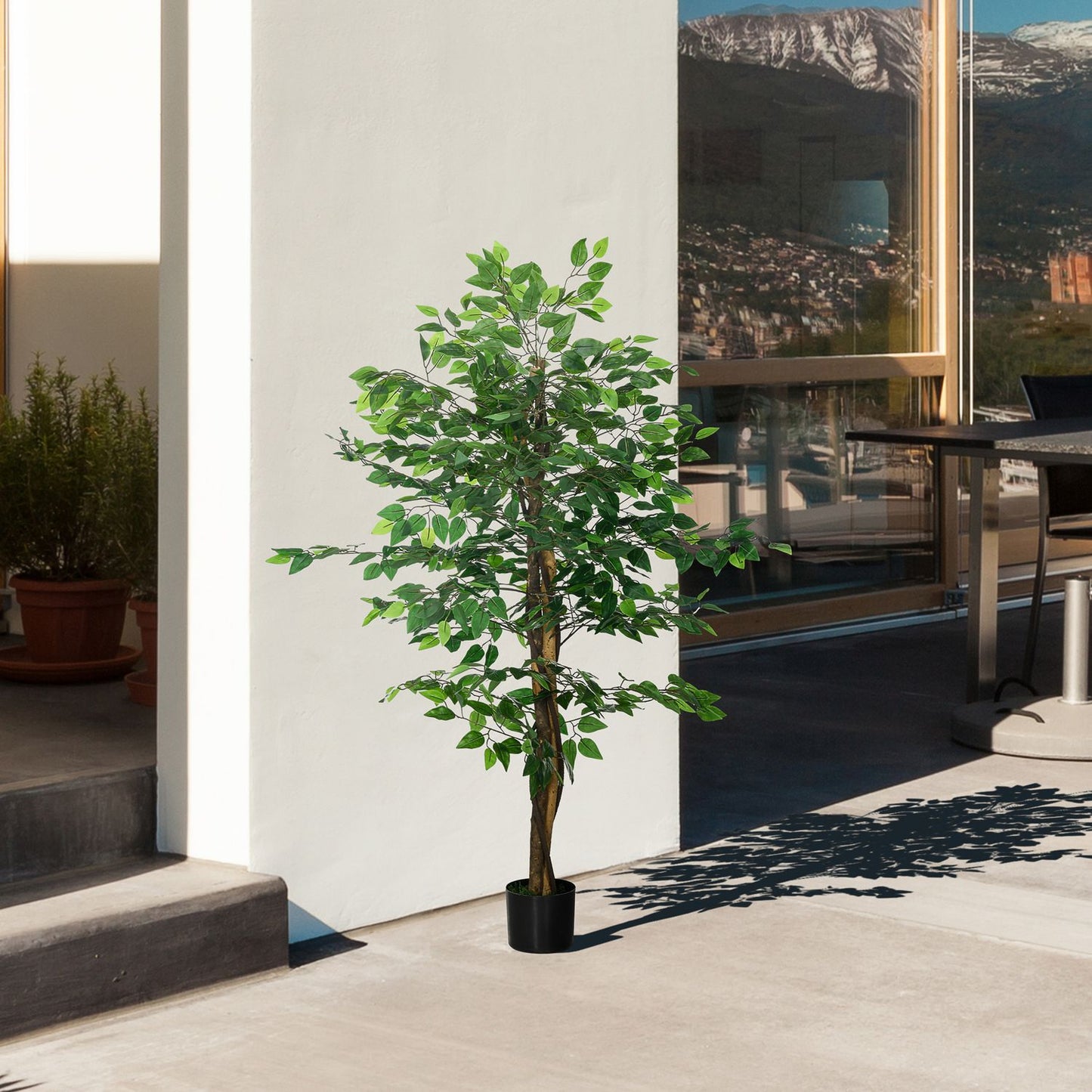 Artificial ficus tree 150 cm with planting - lifelike potted plant