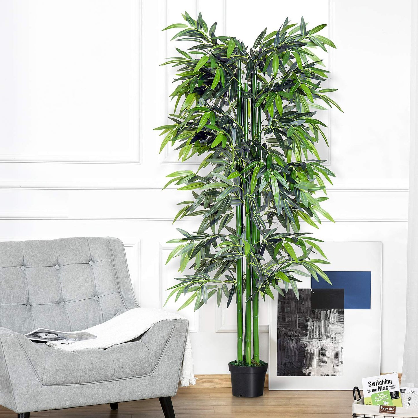 Artificial bamboo with planting - 180 cm realistic green