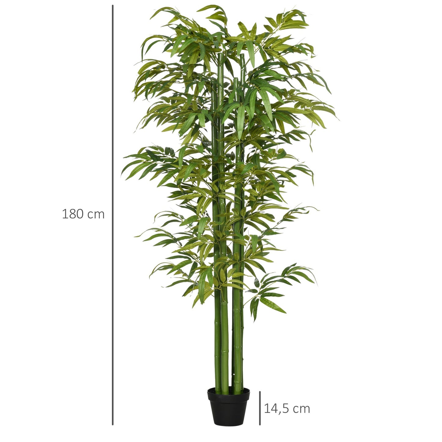 Artificial bamboo with planting, 180 cm, green