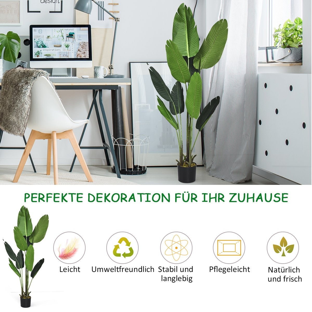 Artificial Plant Artificial Green Plant 160cm Tropical Palm Artificial Monstera Snake Plant