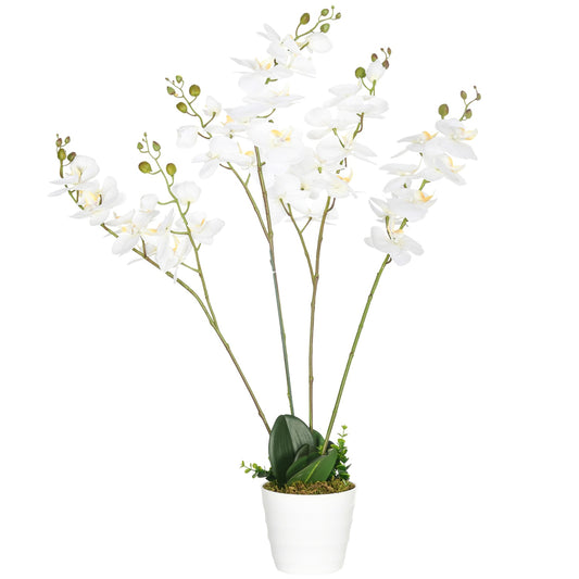 White orchid artificial plant in pot, 75cm - Indoor decor
