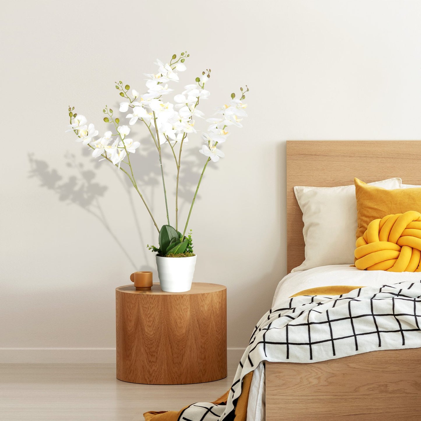 White orchid artificial plant in pot, 75cm - Indoor decor