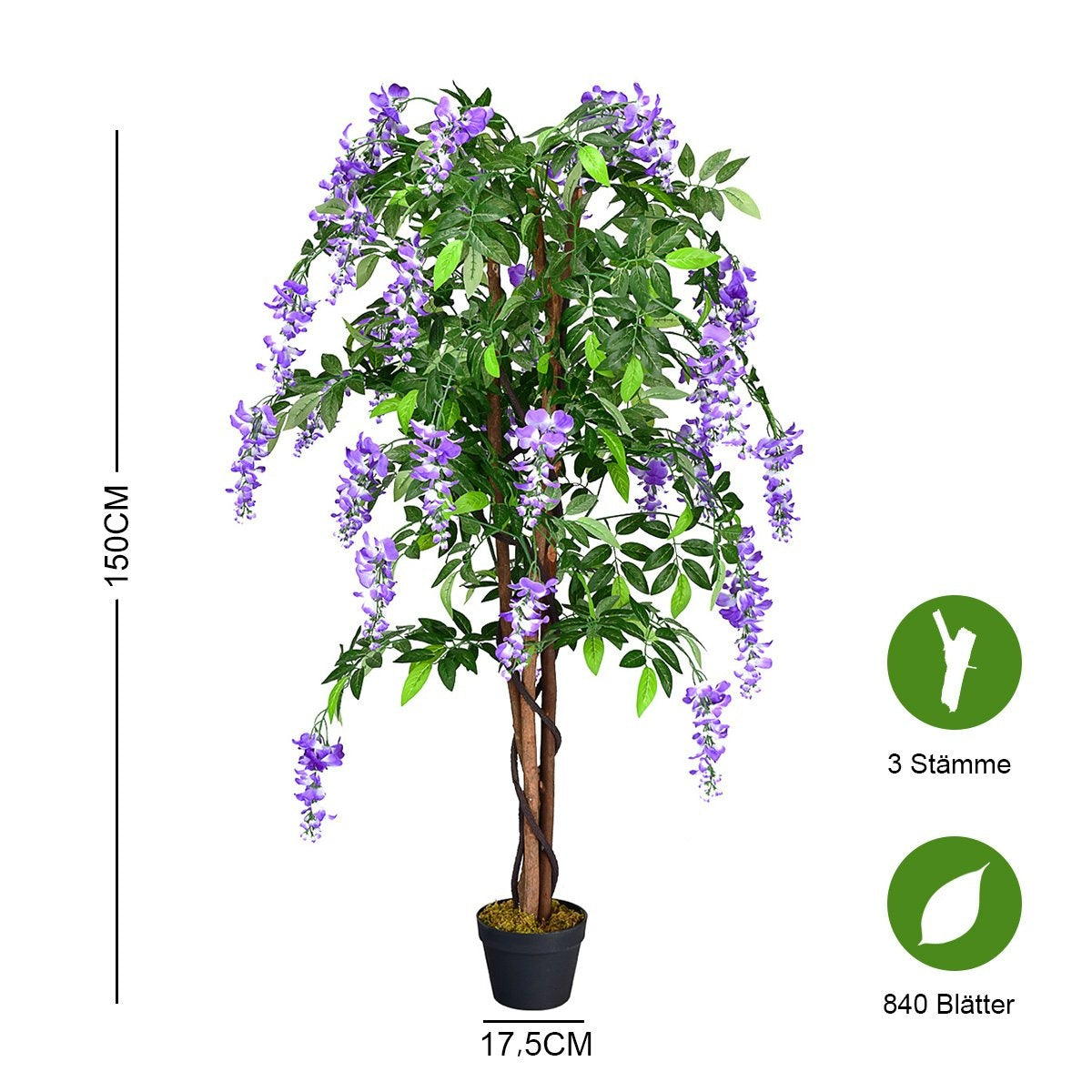 Artificial Plant Usable Artificial Palm Artificial Tree 150 cm Purple