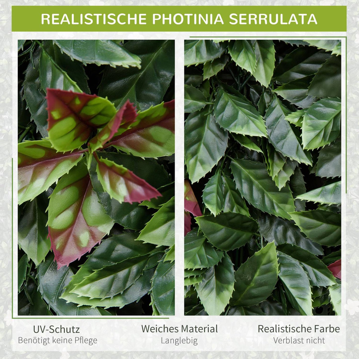 Artificial plant wall, UV protected privacy screen, 50x50 cm, 12-pack