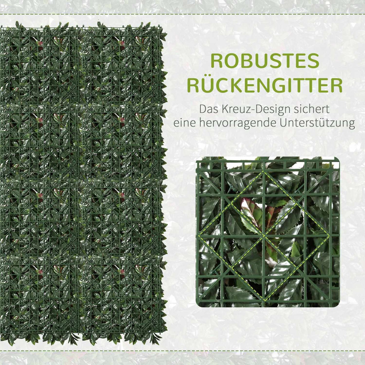 Artificial plant wall, UV protected privacy screen, 50x50 cm, 12-pack