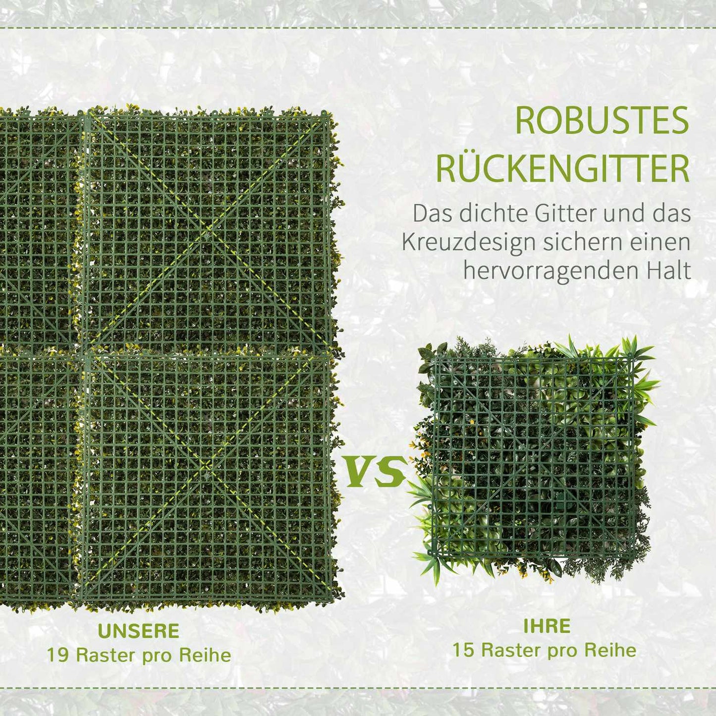 Artificial plant wall kit - UV protection, 50x50cm, 12 panels