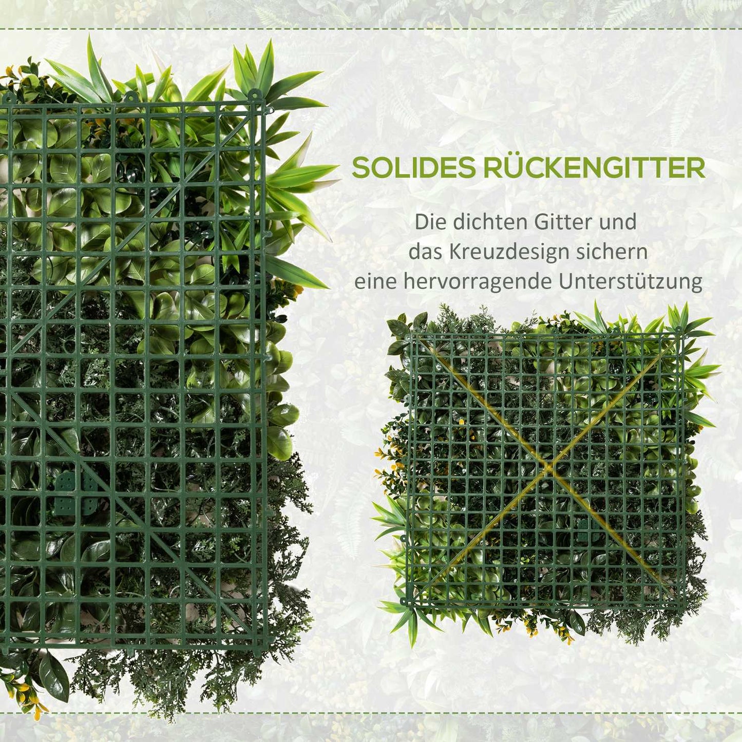 Artificial plant wall, UV protected, 12-pack, 50x50 cm