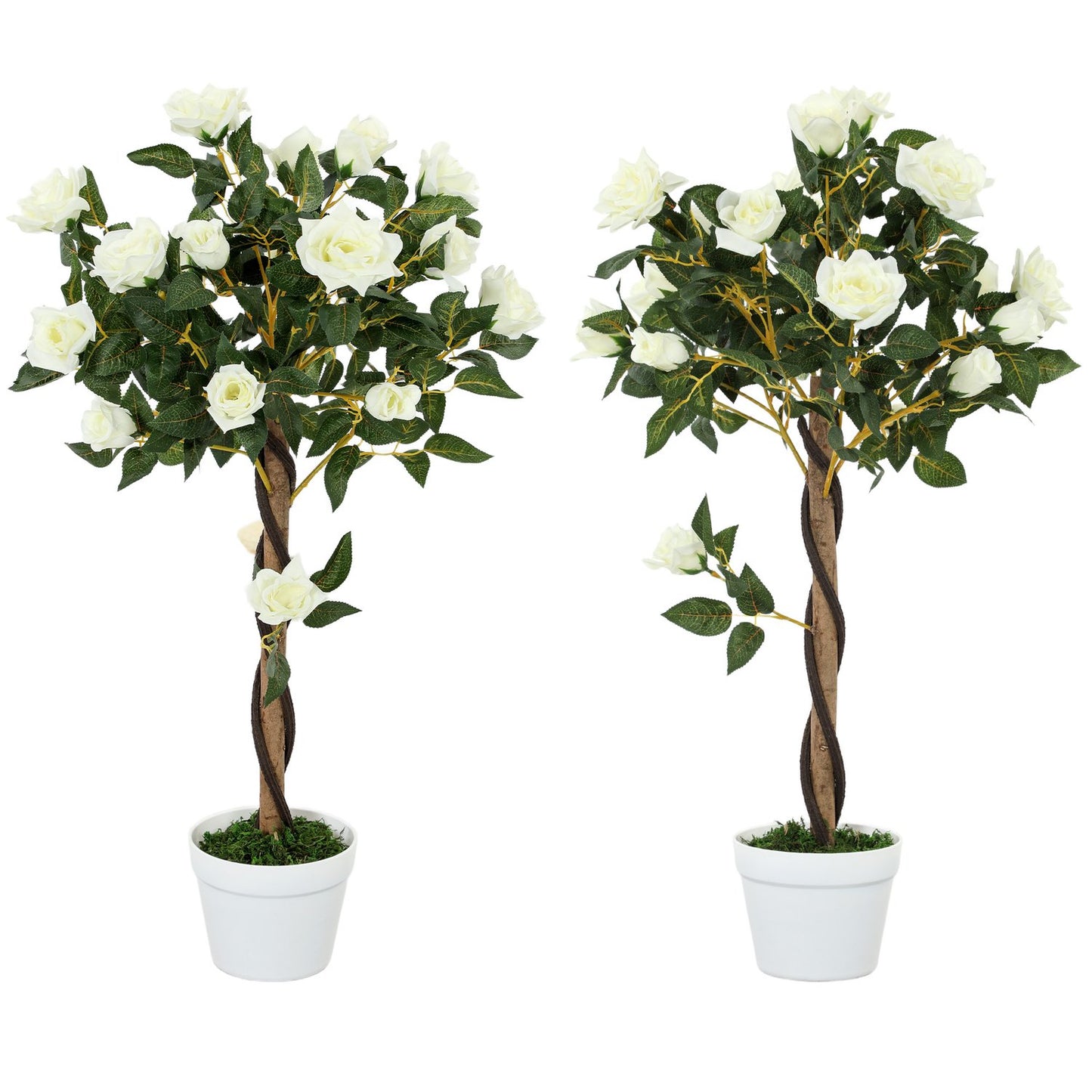 Artificial Plant in Cement Pot – White, 90 cm, Set of 2