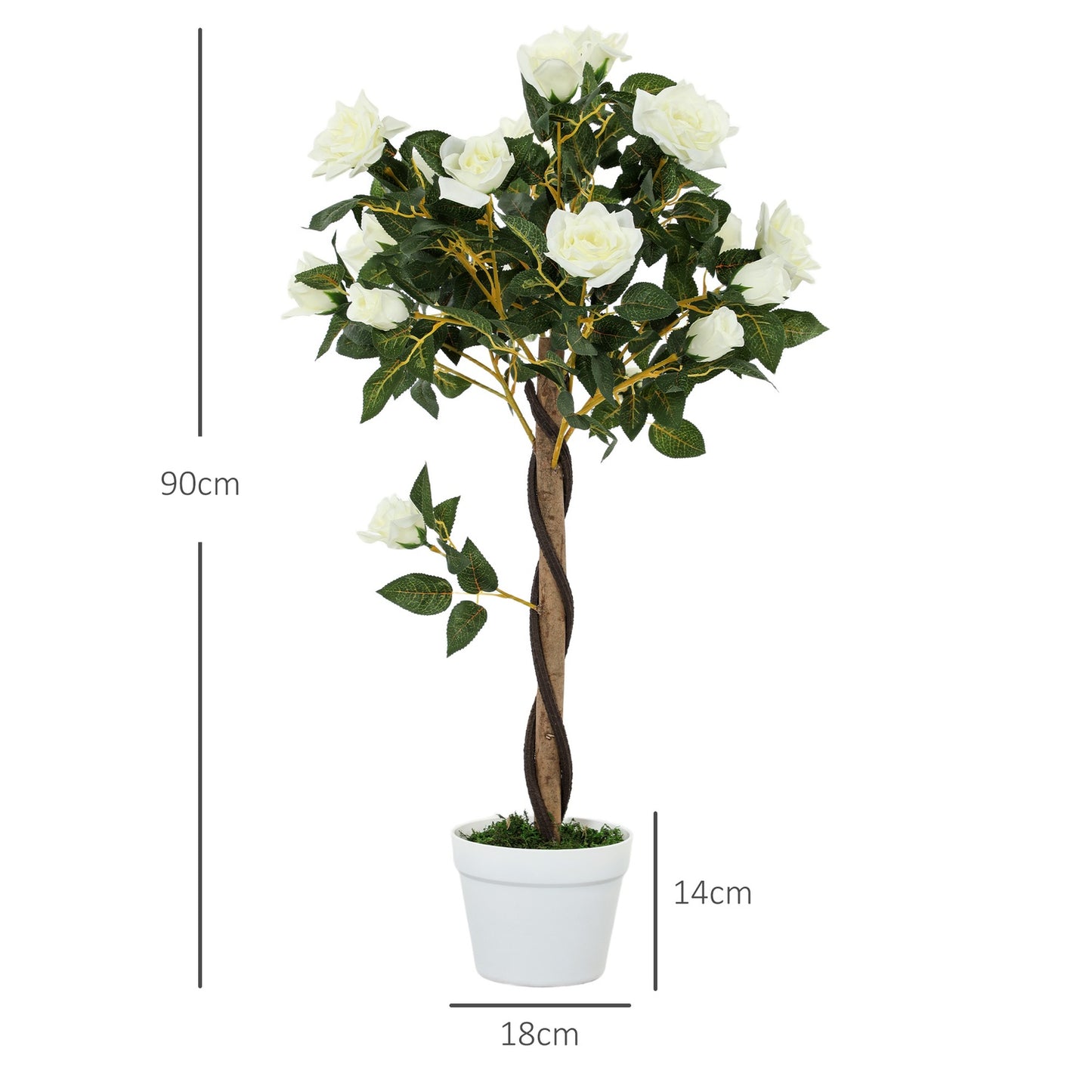 Artificial Plant in Cement Pot – White, 90 cm, Set of 2