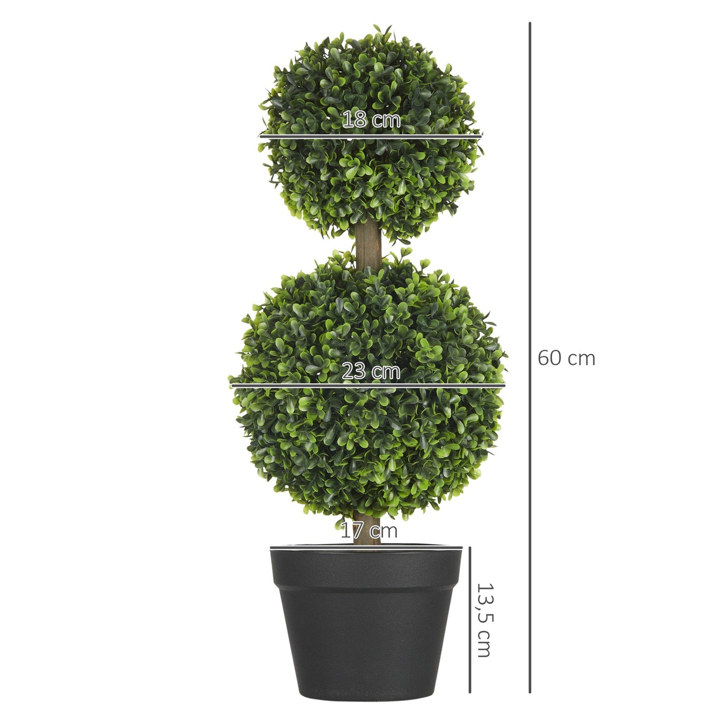 Boxwood artificial plants, set of 2 - 60 cm, UV resistant