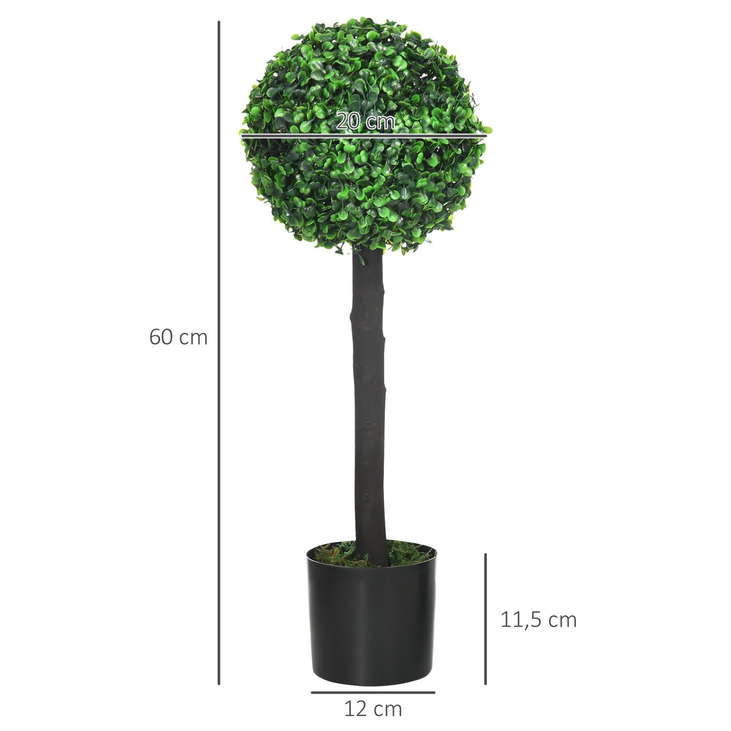 Artificial boxwood plants, UV resistant, 60 cm, set of 2