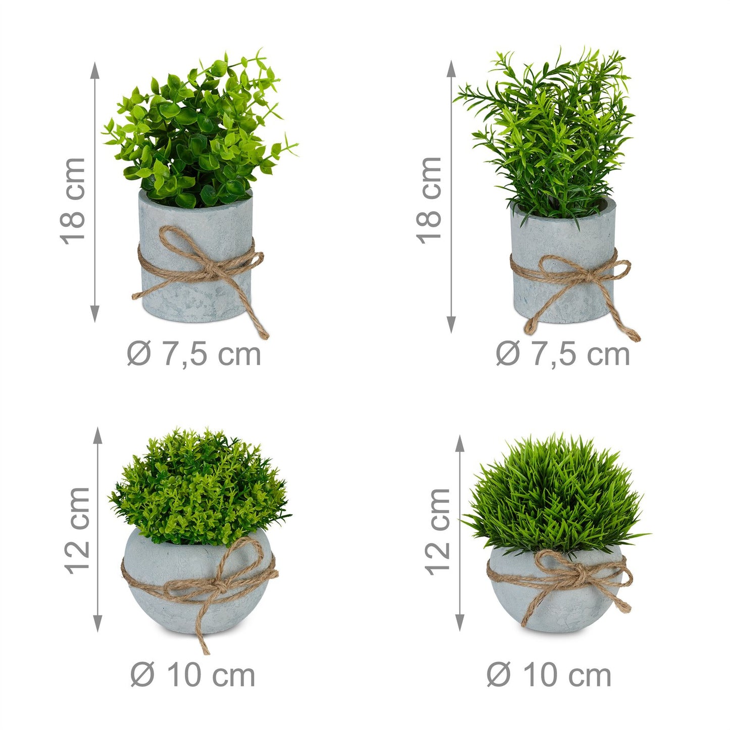 Artificial Plants Set, Small Plastic Décor in Pots