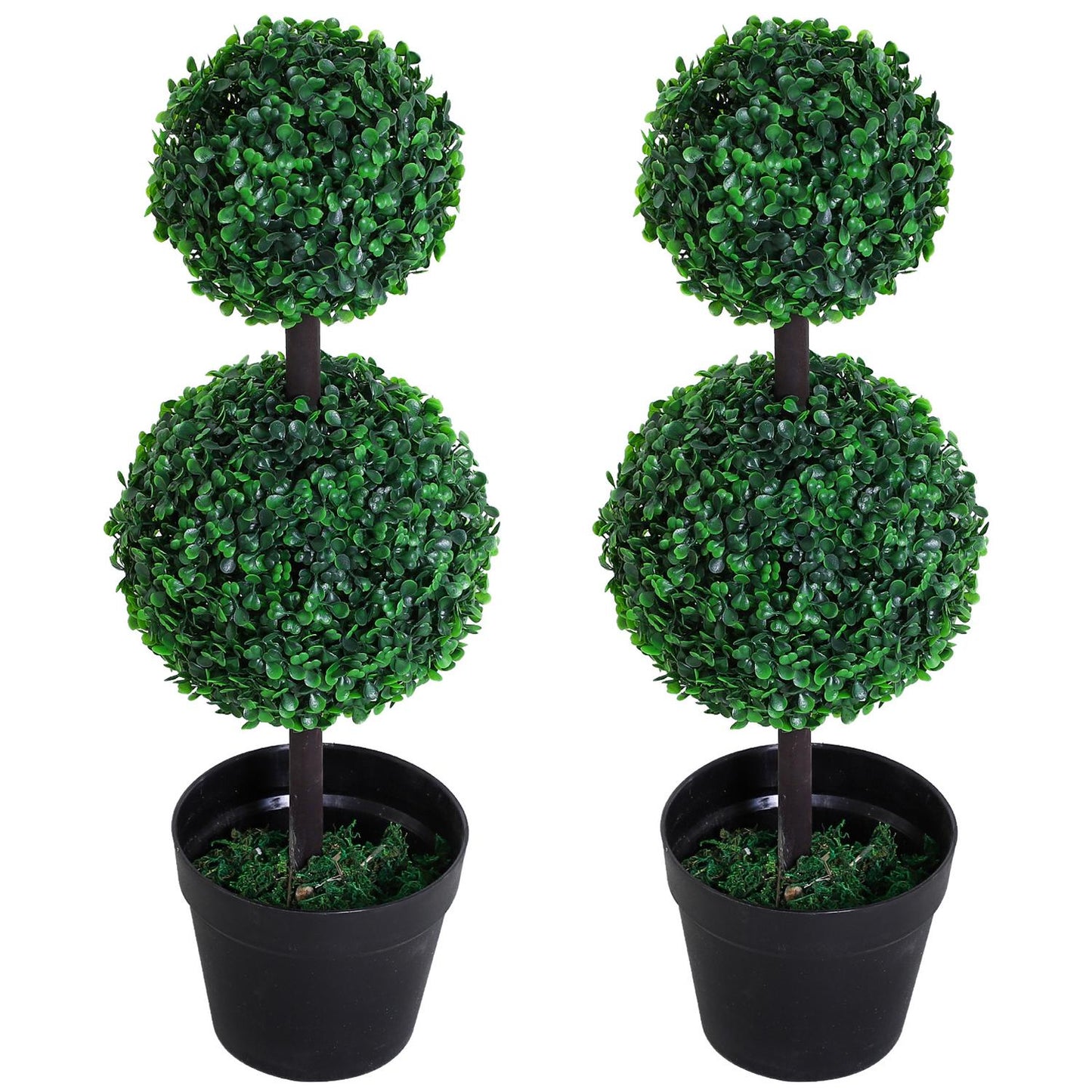 Set of 2 large 67 cm artificial trees with 2 balls