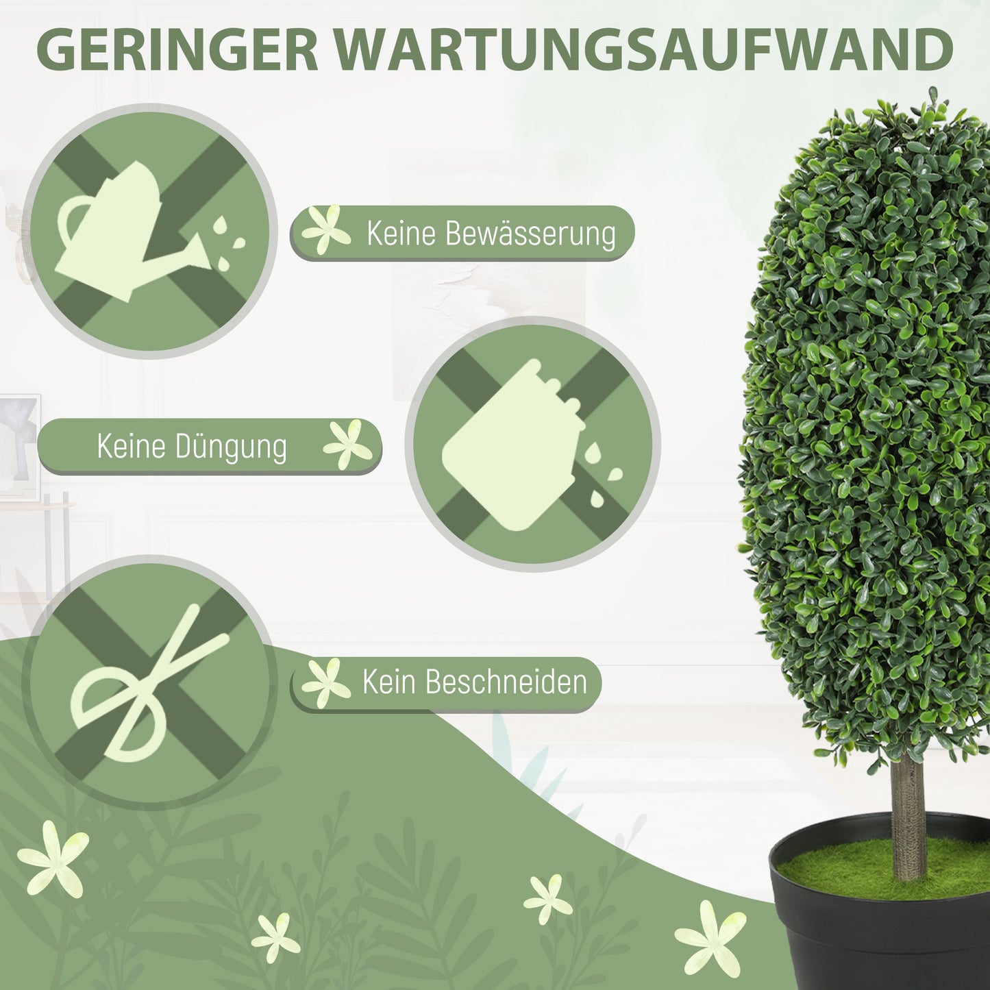 Artificial Plants Set of 2, UV-Resistant, 60 cm Tall