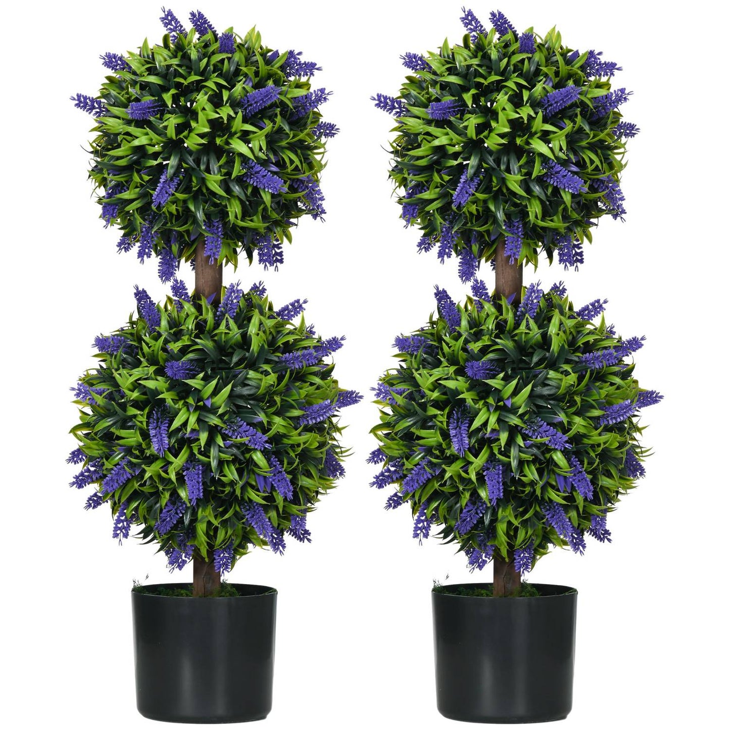 Artificial Plants Set of 2 - UV Resistant, 70cm with Lavender