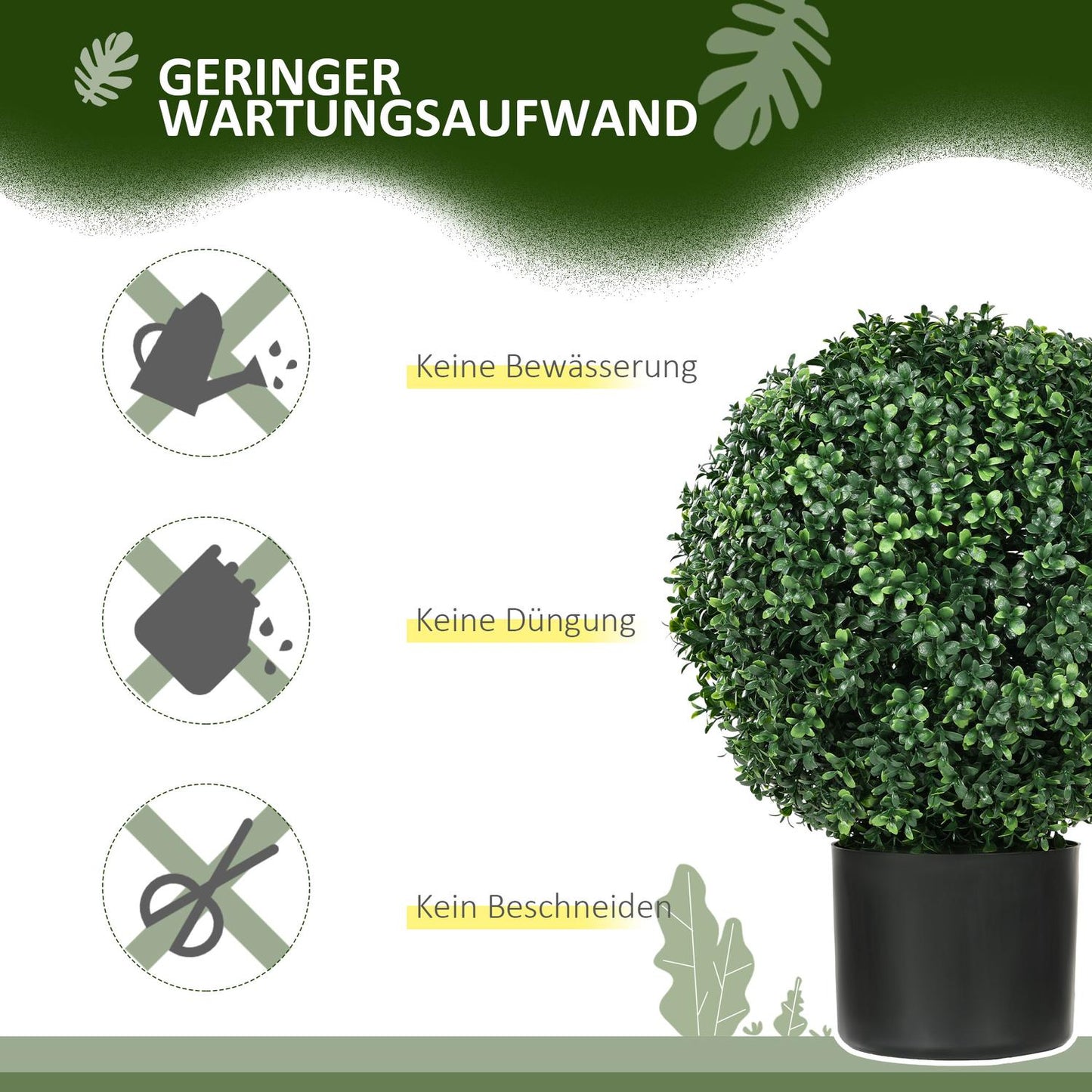 Artificial Box Trees, Set of 2 - UV Resistant, 52cm