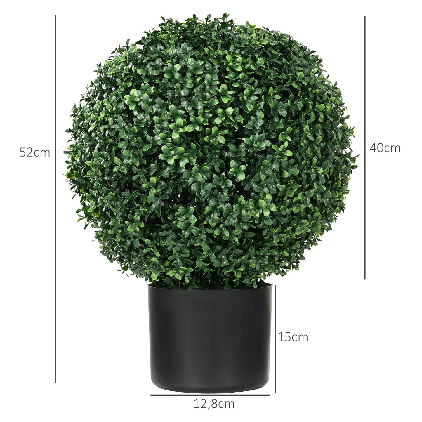 Artificial Box Trees, Set of 2 - UV Resistant, 52cm