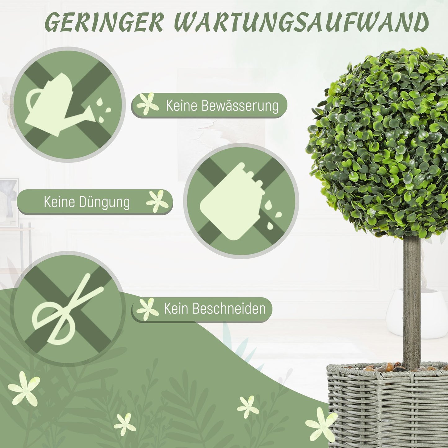 Artificial Plants Set of 2, UV-Resistant, Indoor/Outdoor