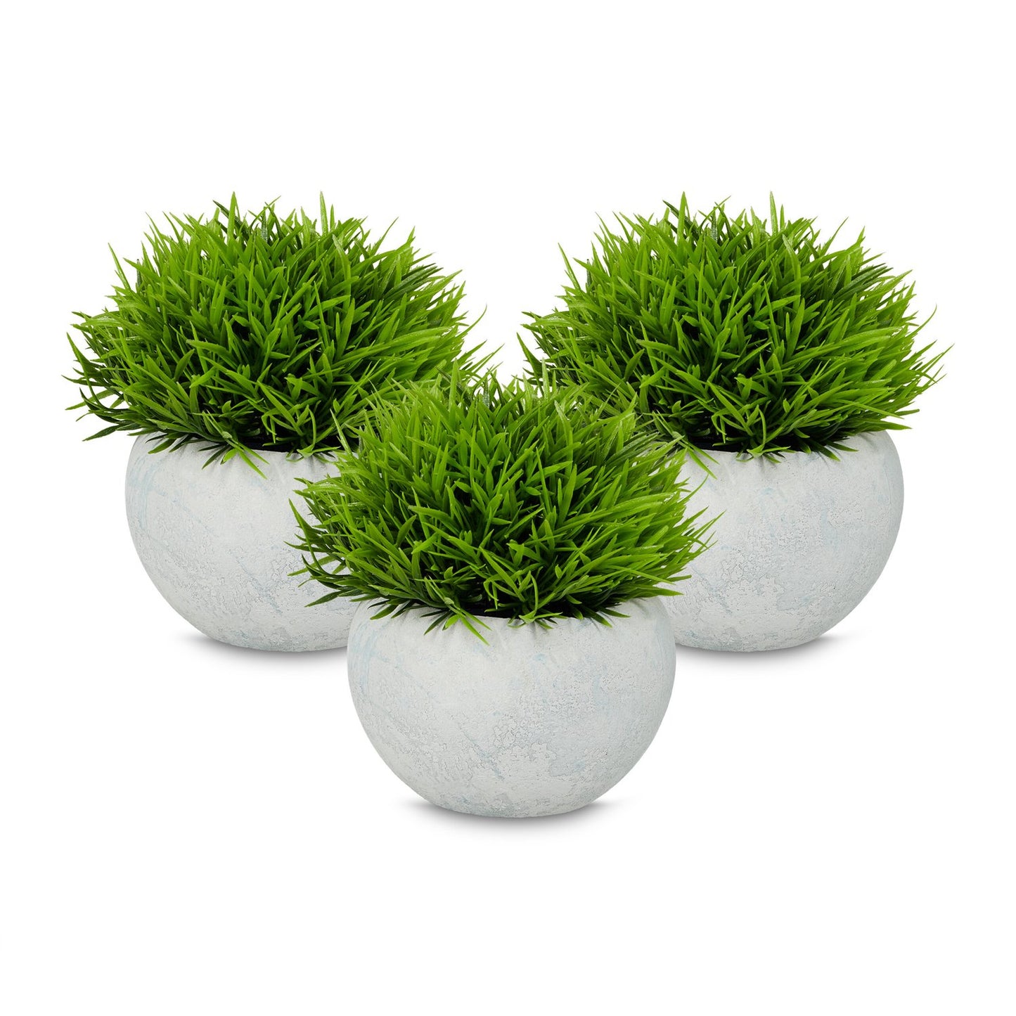 Artificial Plants Set of 3 in Grey Concrete Pots