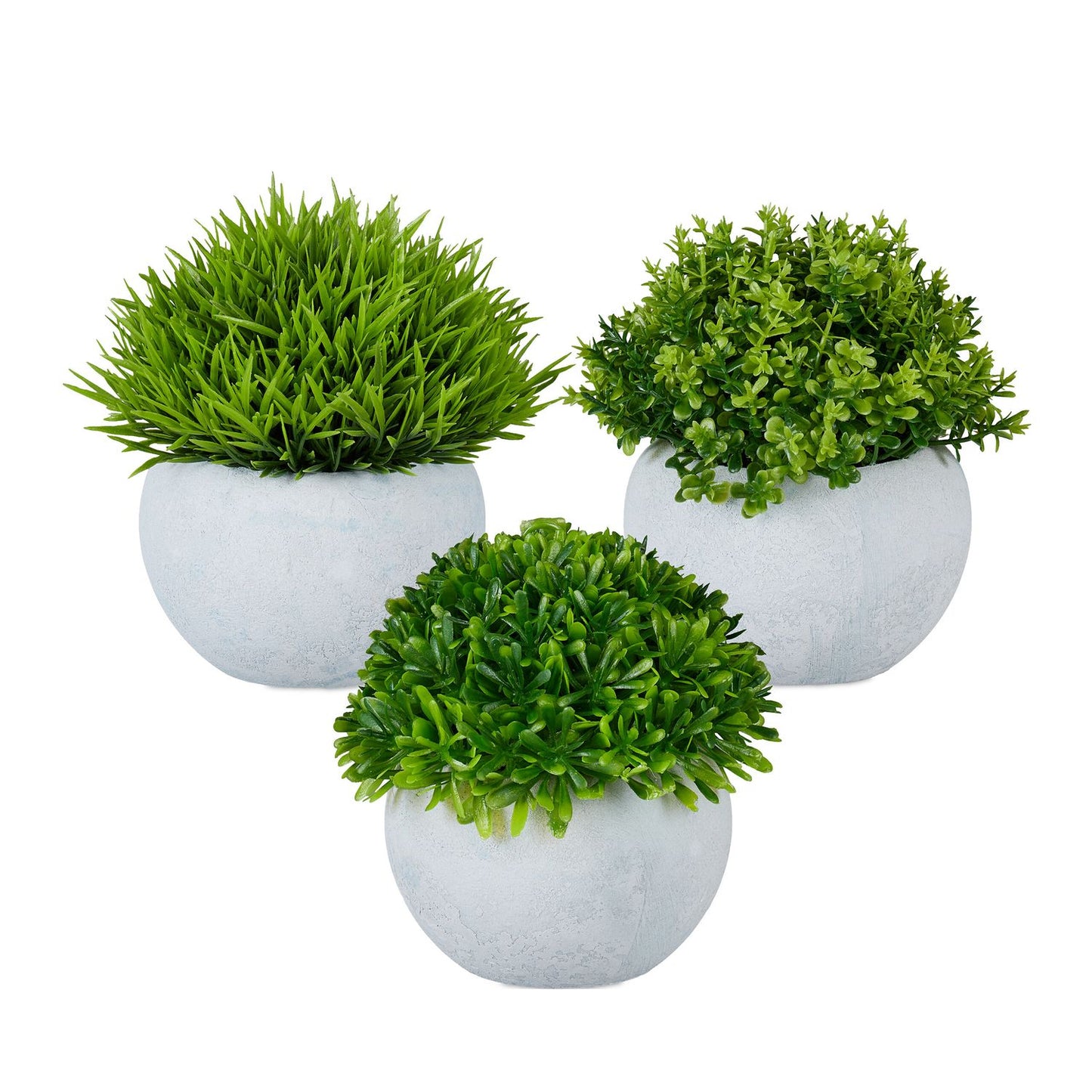 Artificial Plants Set of 3 in Grey Concrete Pots