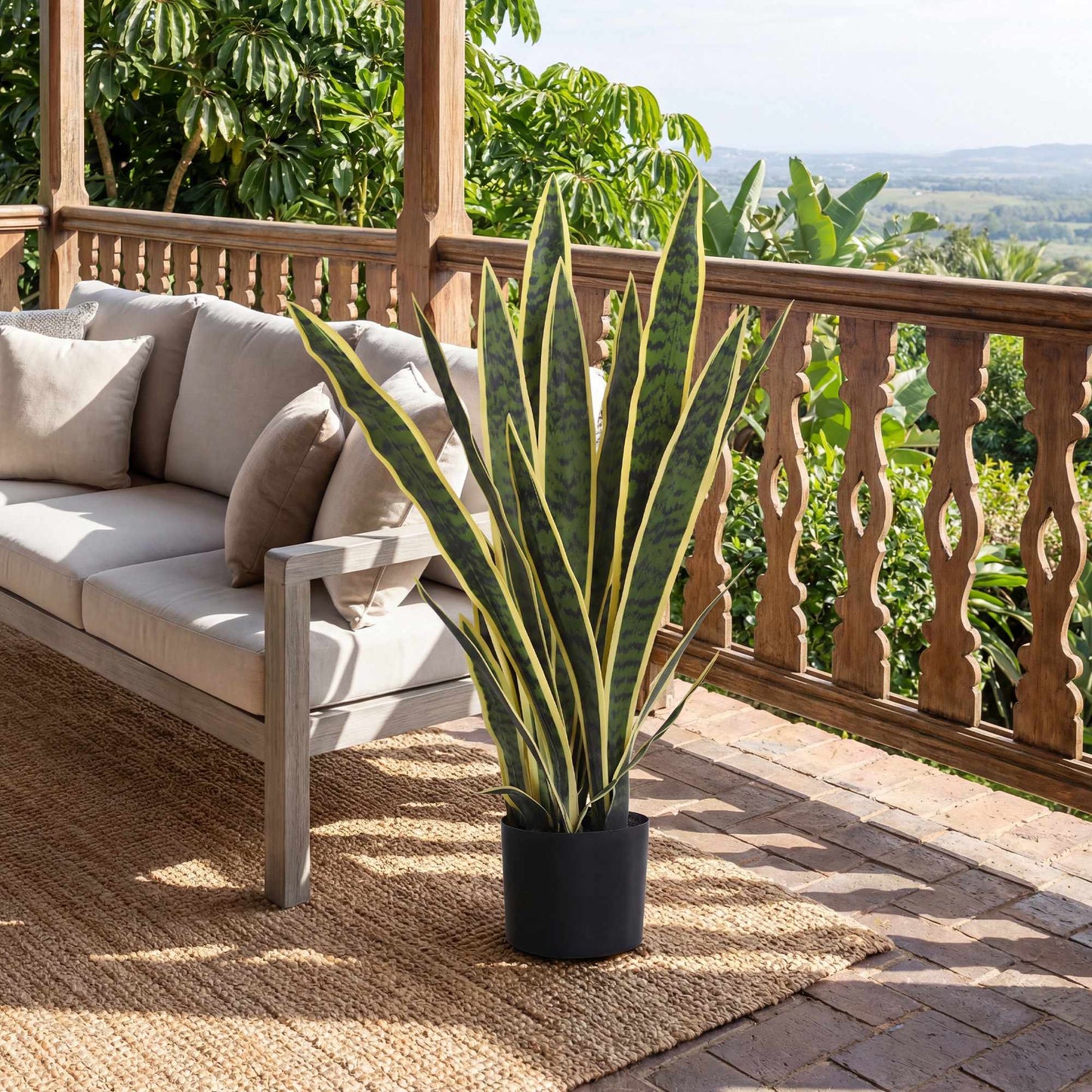 Artificial Snake Plant, 77 cm Tall, Potted for Living Room