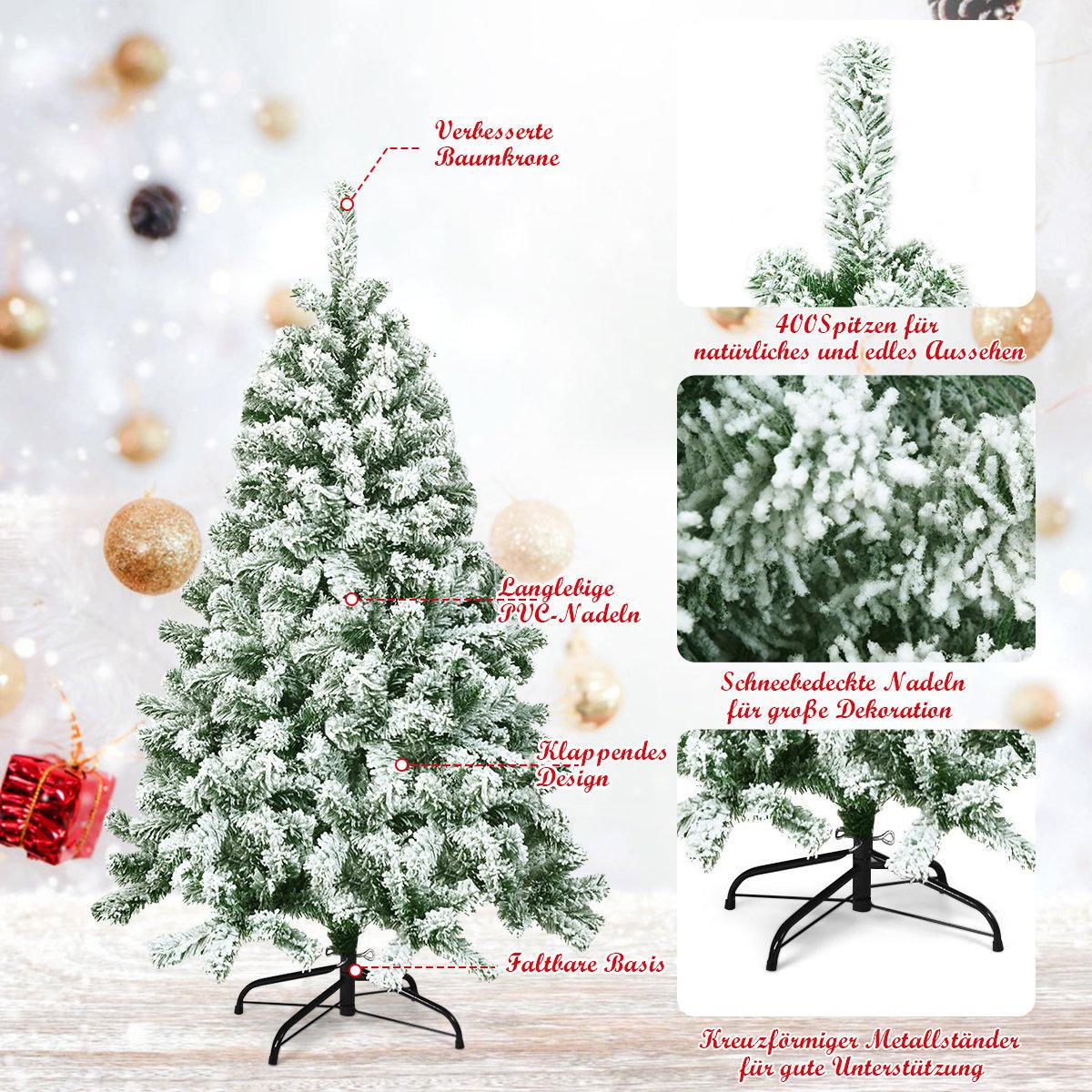 Artificial Snow-Covered Christmas Tree, 135 cm, PVC Needles