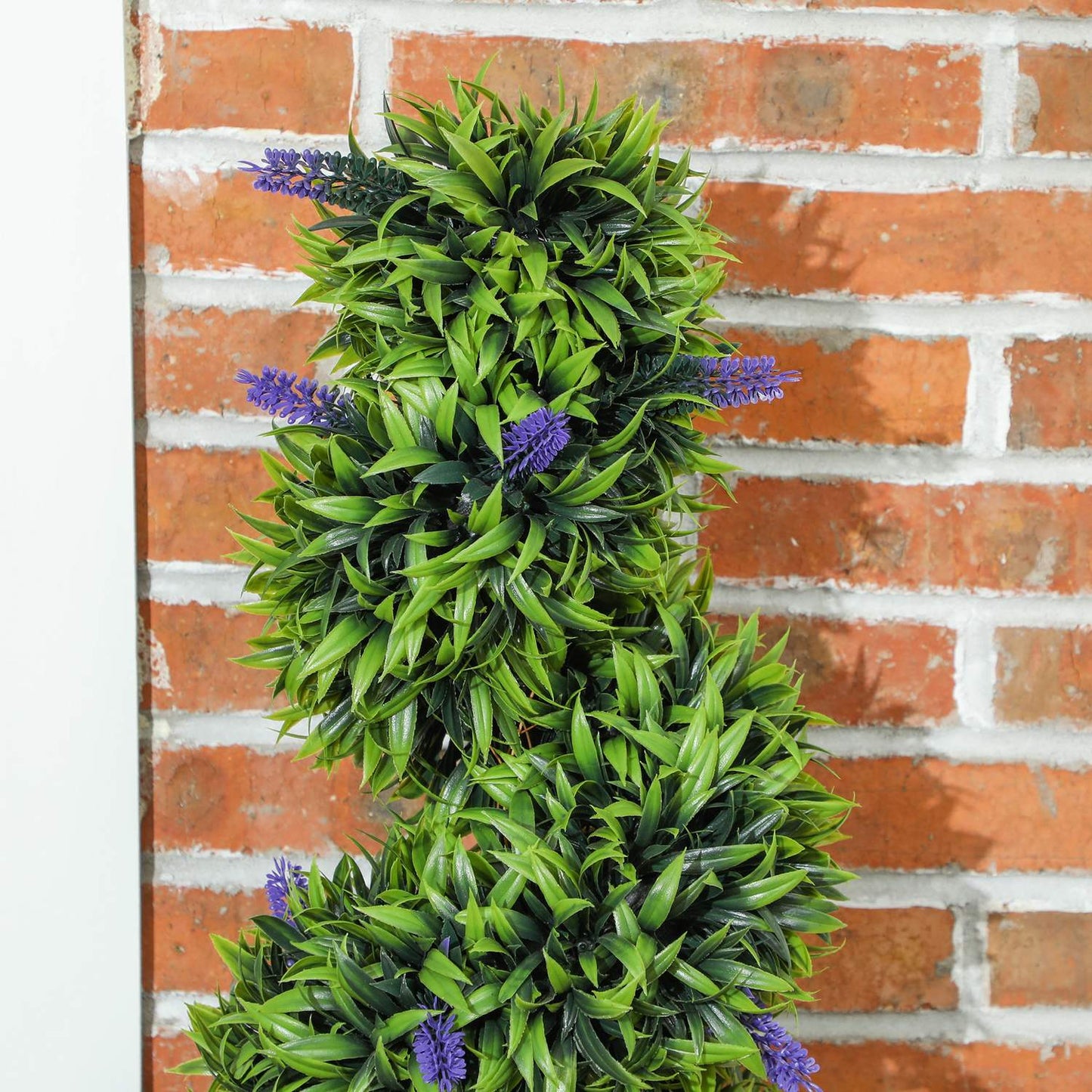 Artificial Spiral Boxwood with Lavender, 115 cm, Set of 2
