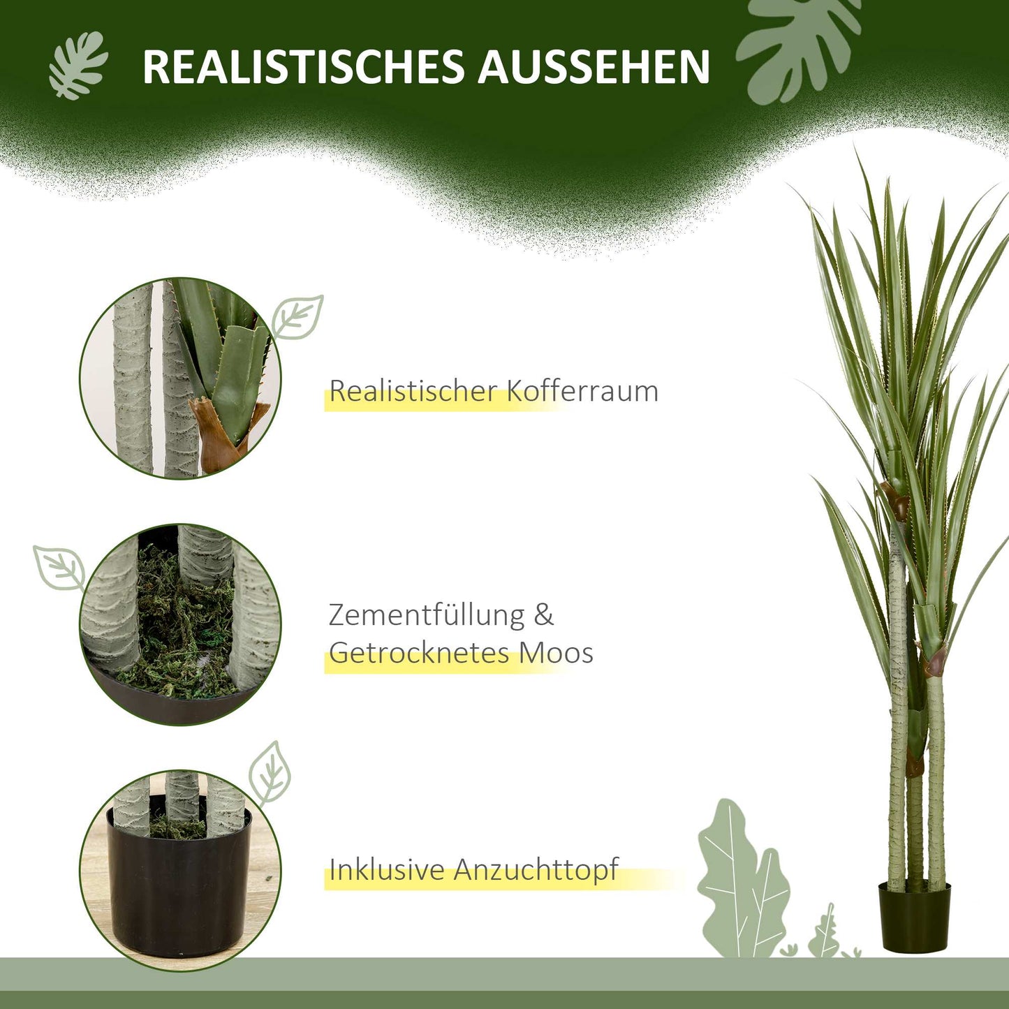 Artificial Yucca Plant, 190 cm, Indoor/Outdoor, Low Maintenance